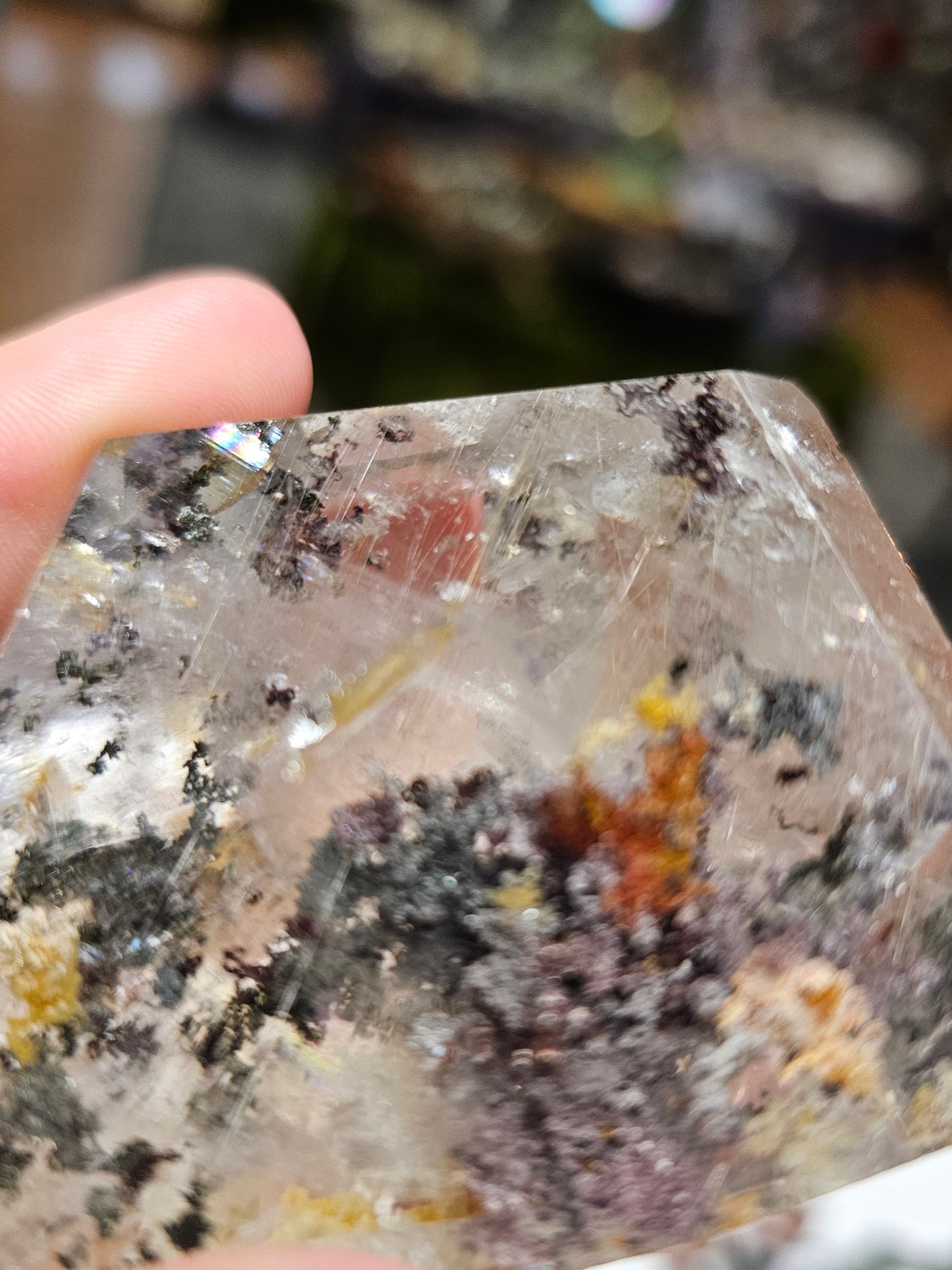 Chlorite, Lodilite, and Rutile included Garden Quartz Freeform