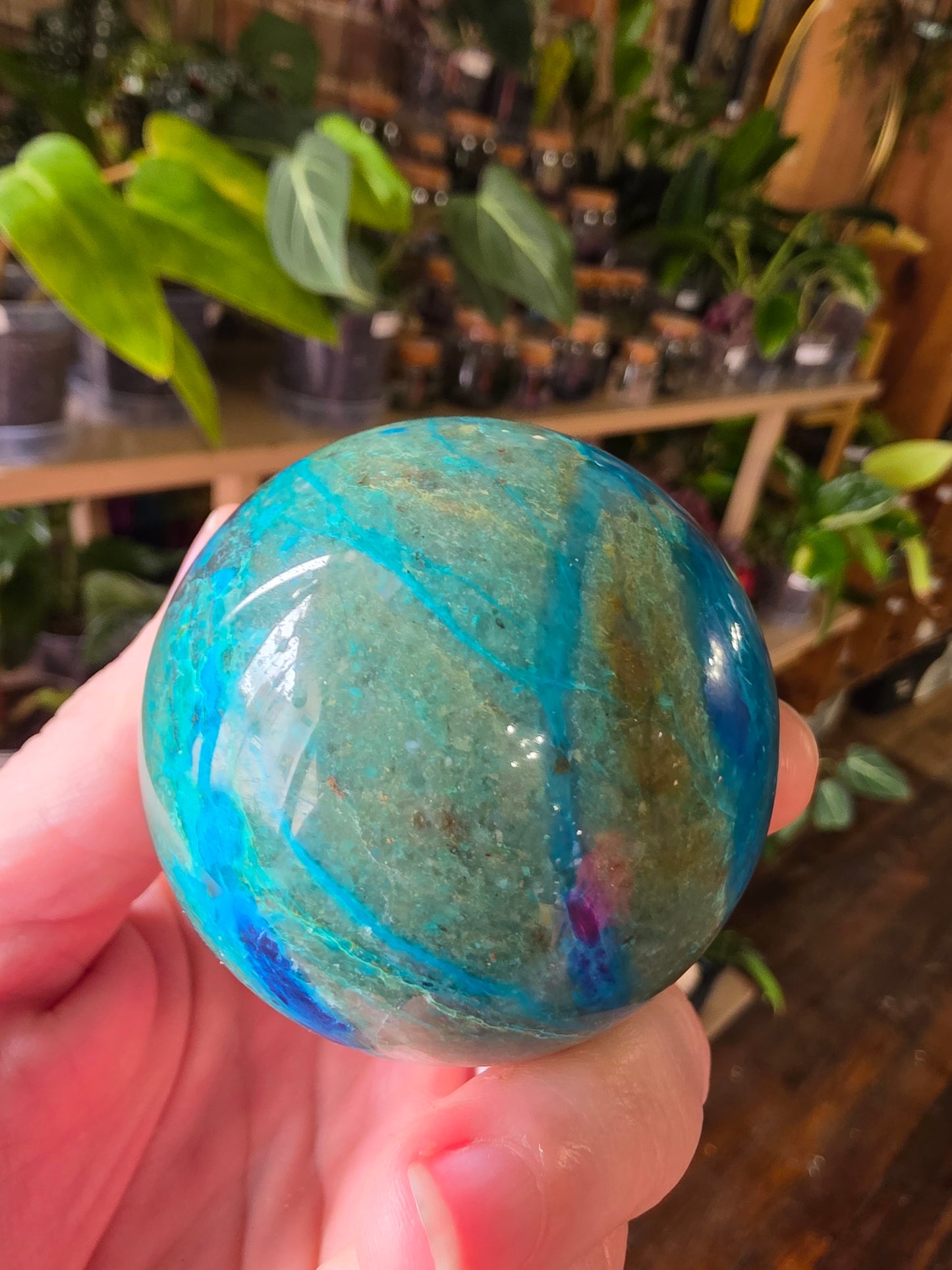 Chrysocolla and Shatuckite Sphere