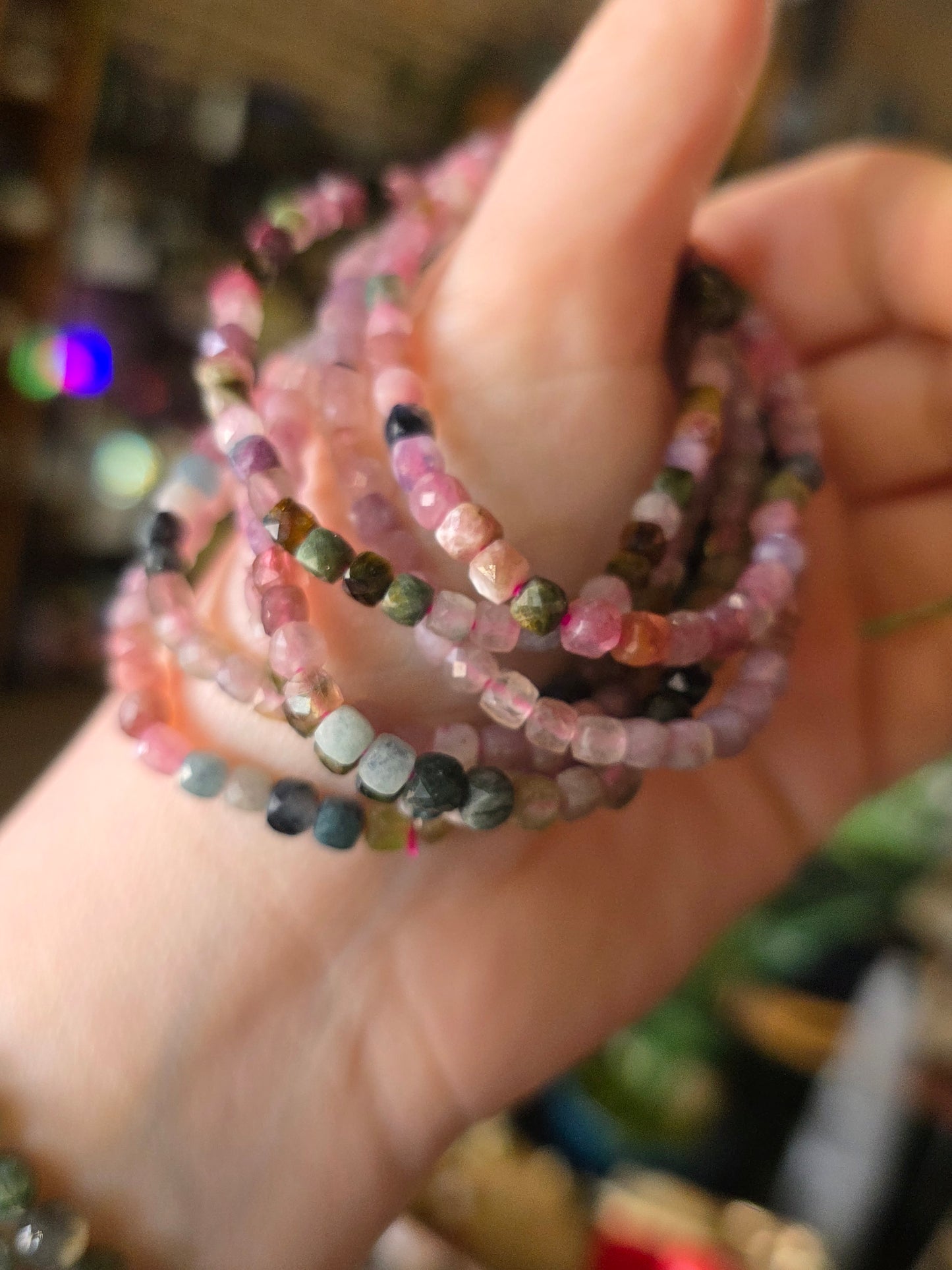 Faceted Multicolor Tourmaline Bead Bracelet