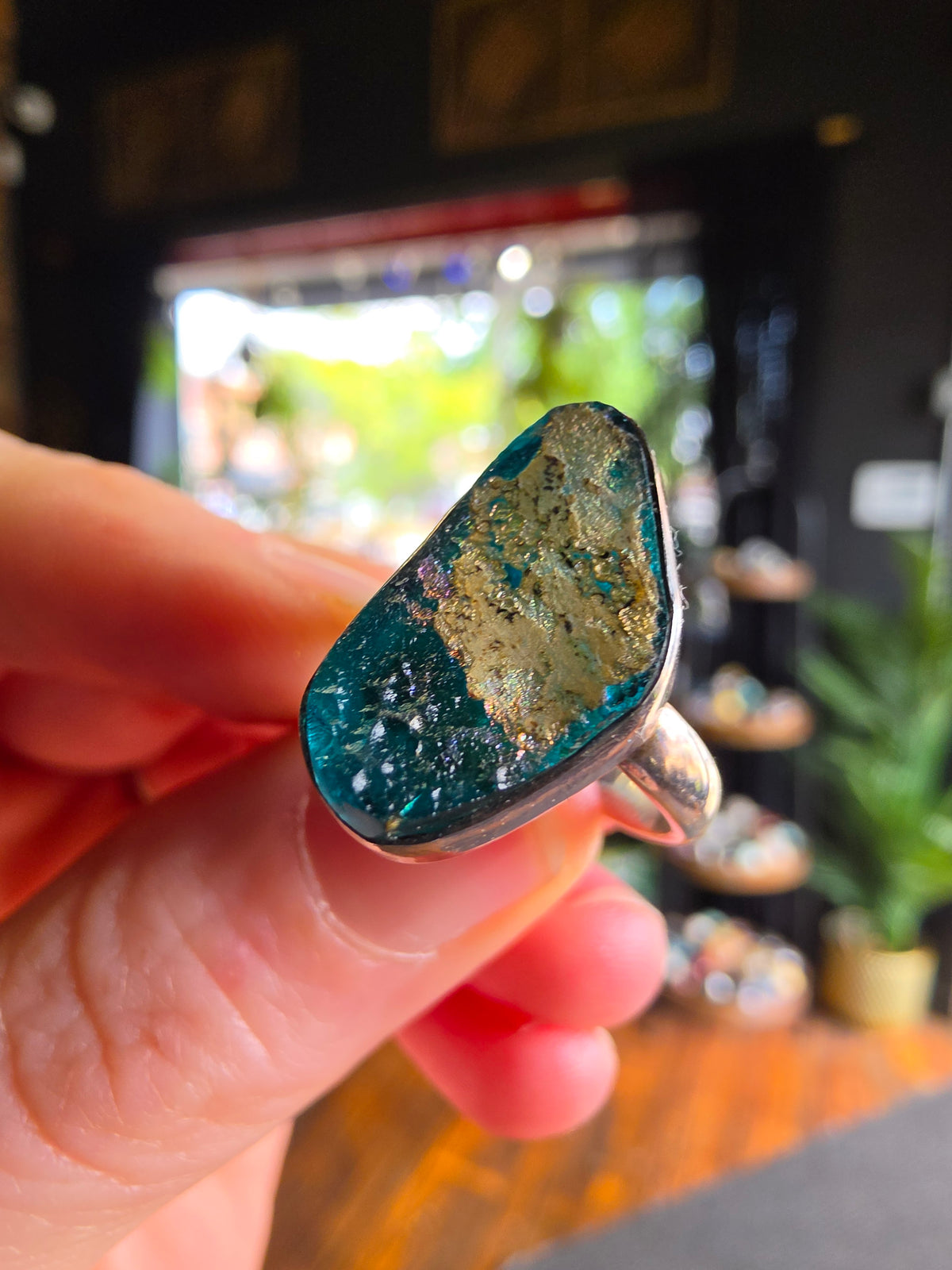 Patina Glass Ring Size 6