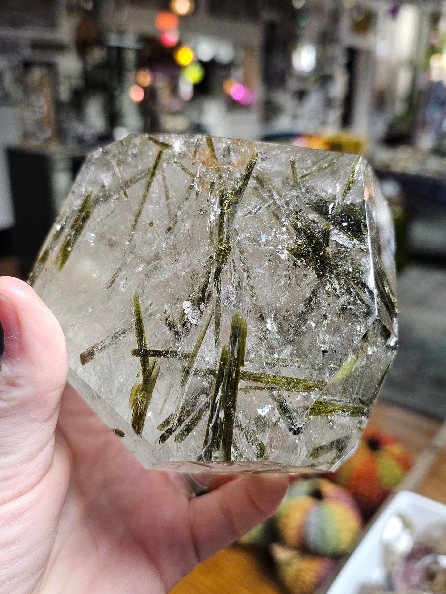 Green Tourmaline In Quartz Freeform