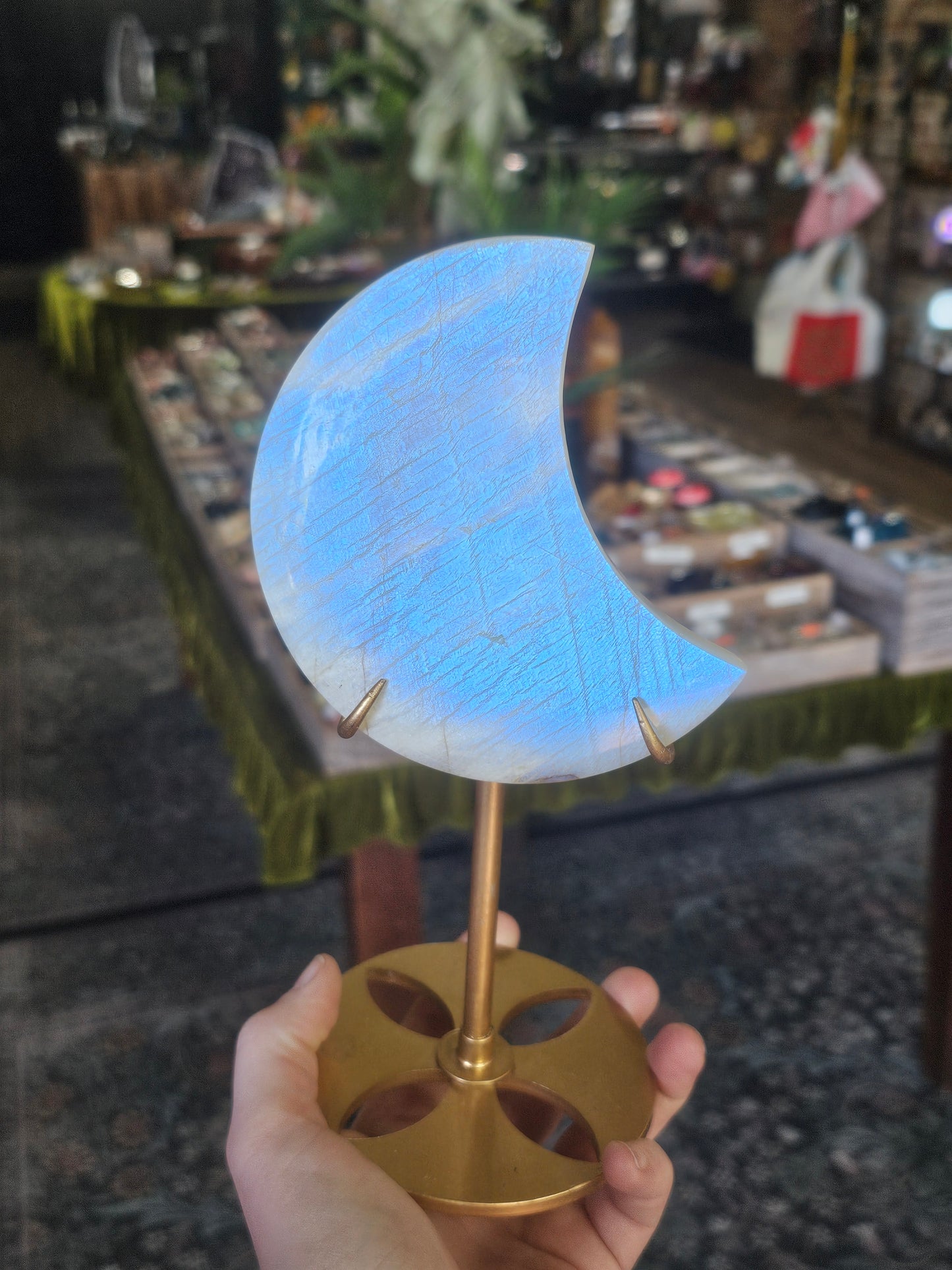 Moonstone Moon Carving on stand