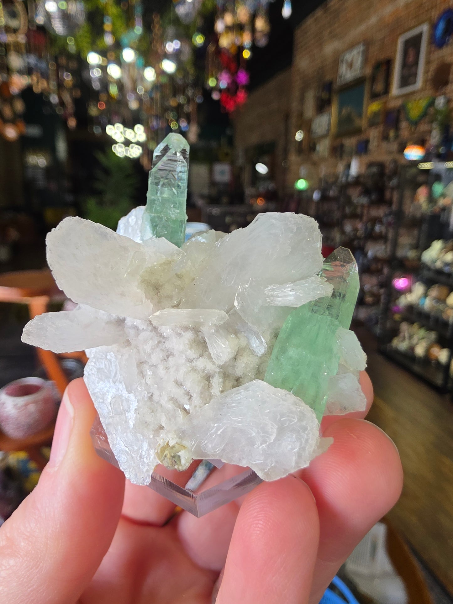 Green Apophyllite On Stilbite