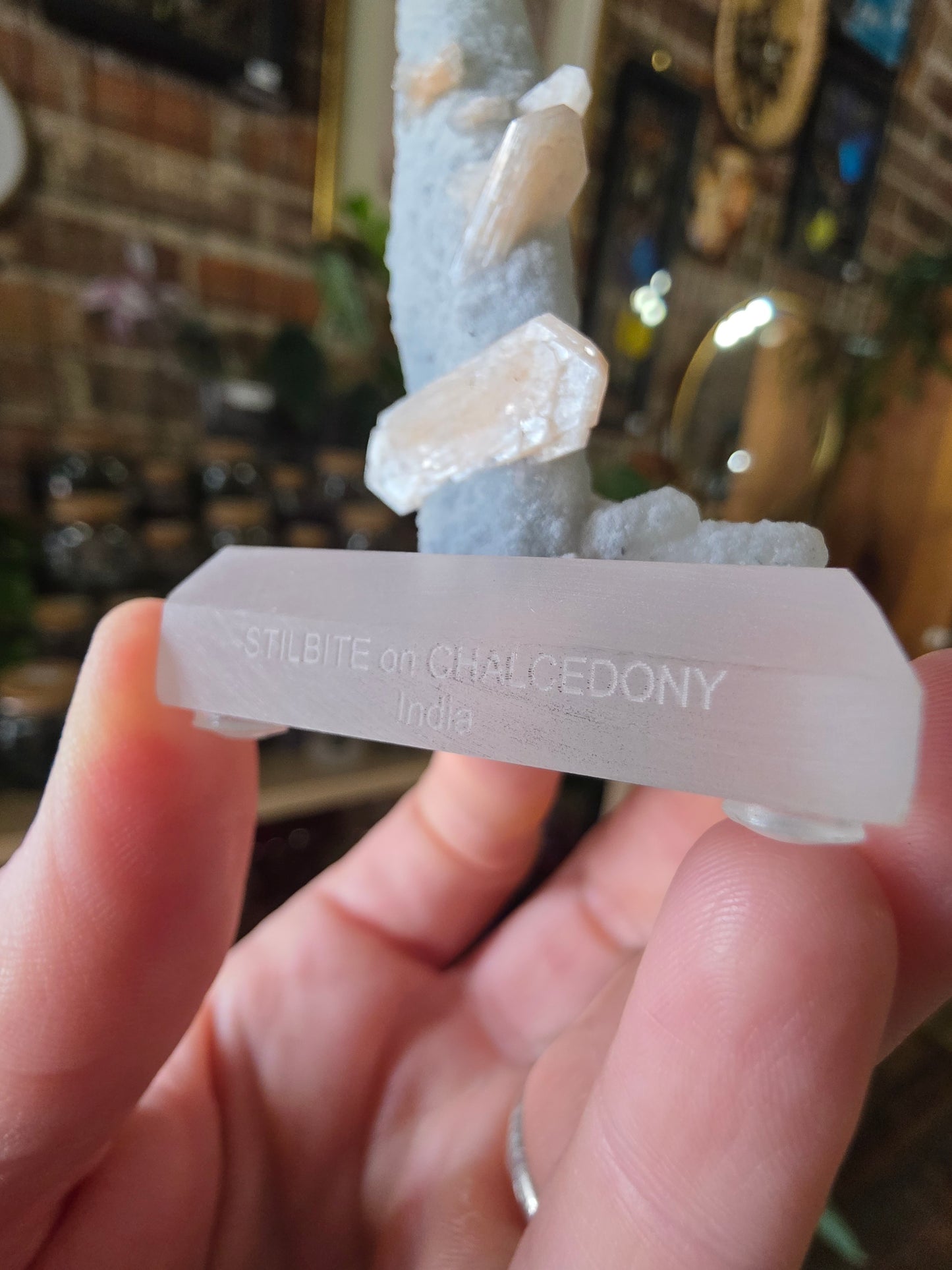 Stilbite on Chalcedony Stalactite