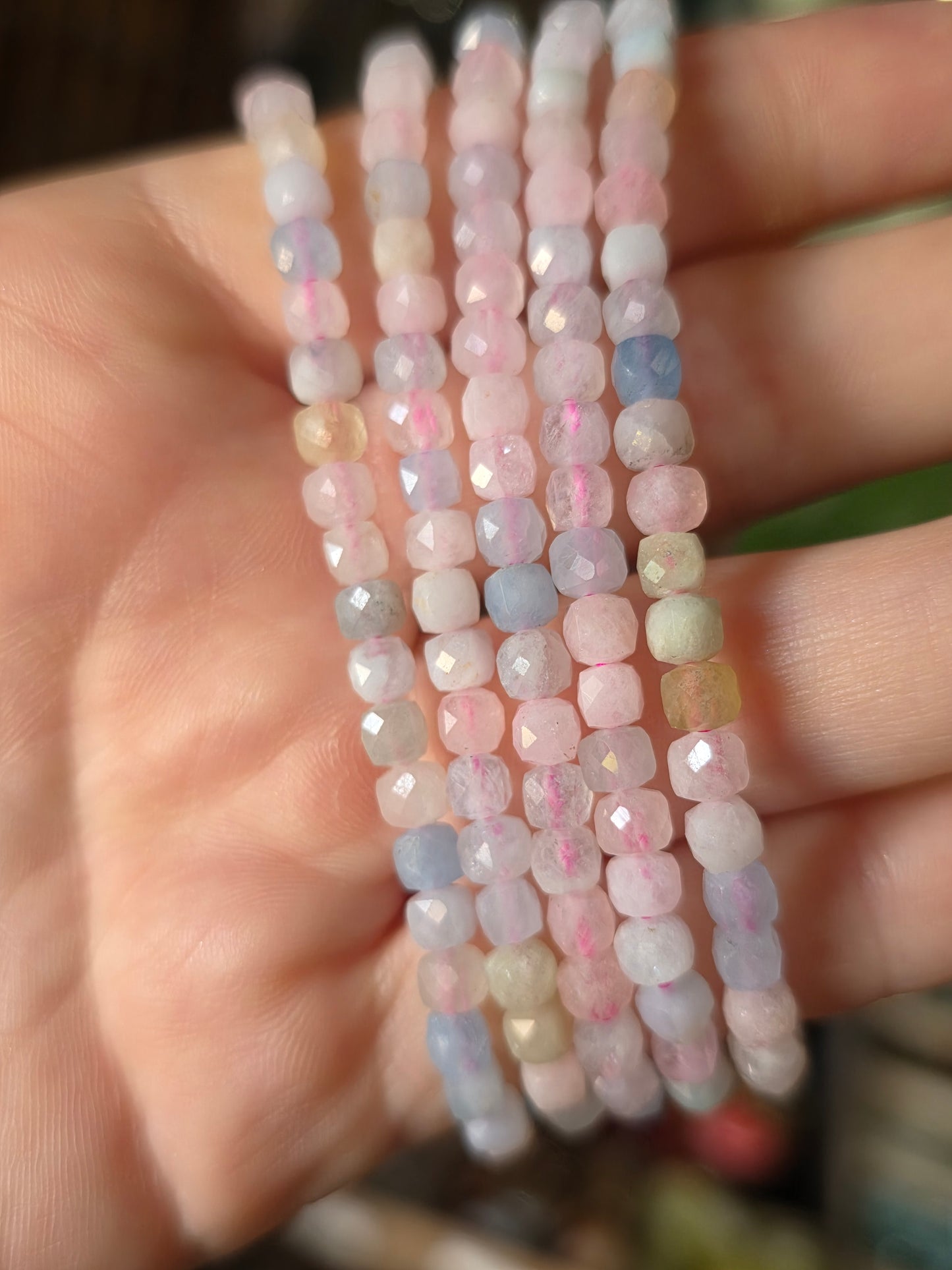Faceted Morganite Bead Bracelet