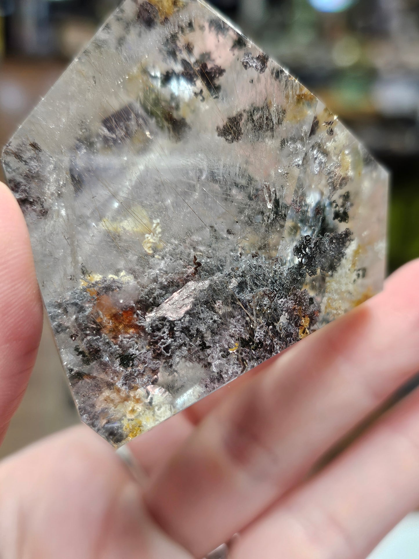 Chlorite, Lodilite, and Rutile included Garden Quartz Freeform