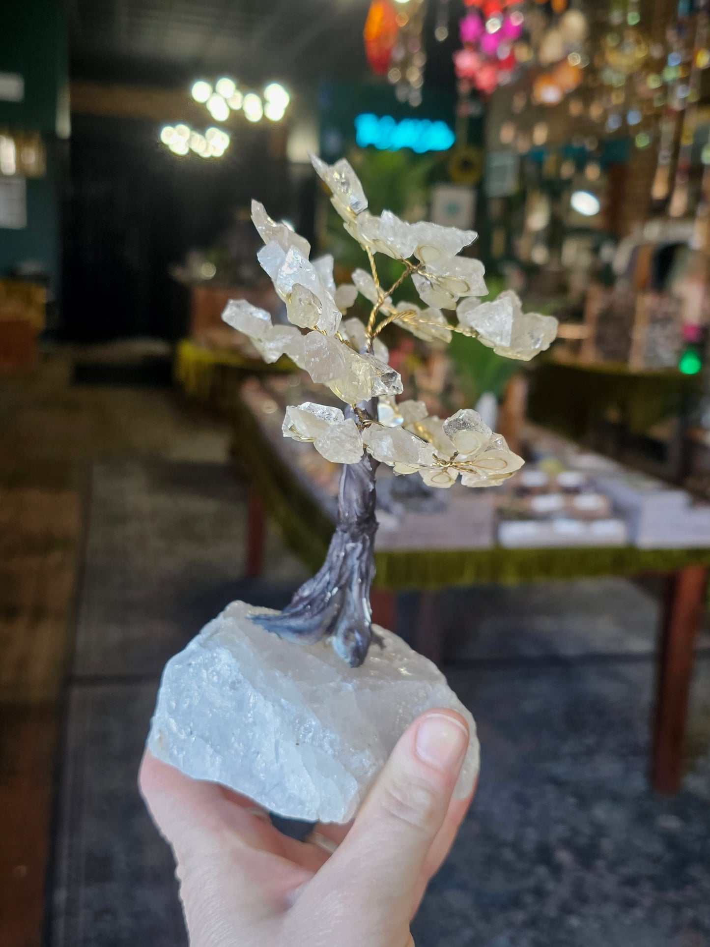 Clear Quartz Chip tree on Quartz Cluster