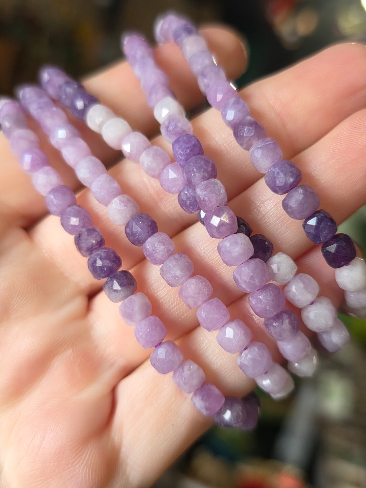 Faceted Lepidolite Bead Bracelet