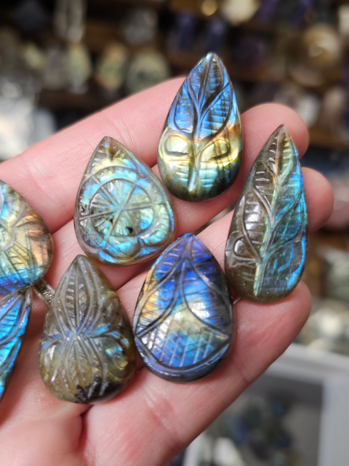Carved Labradorite Teardrop Cabochon