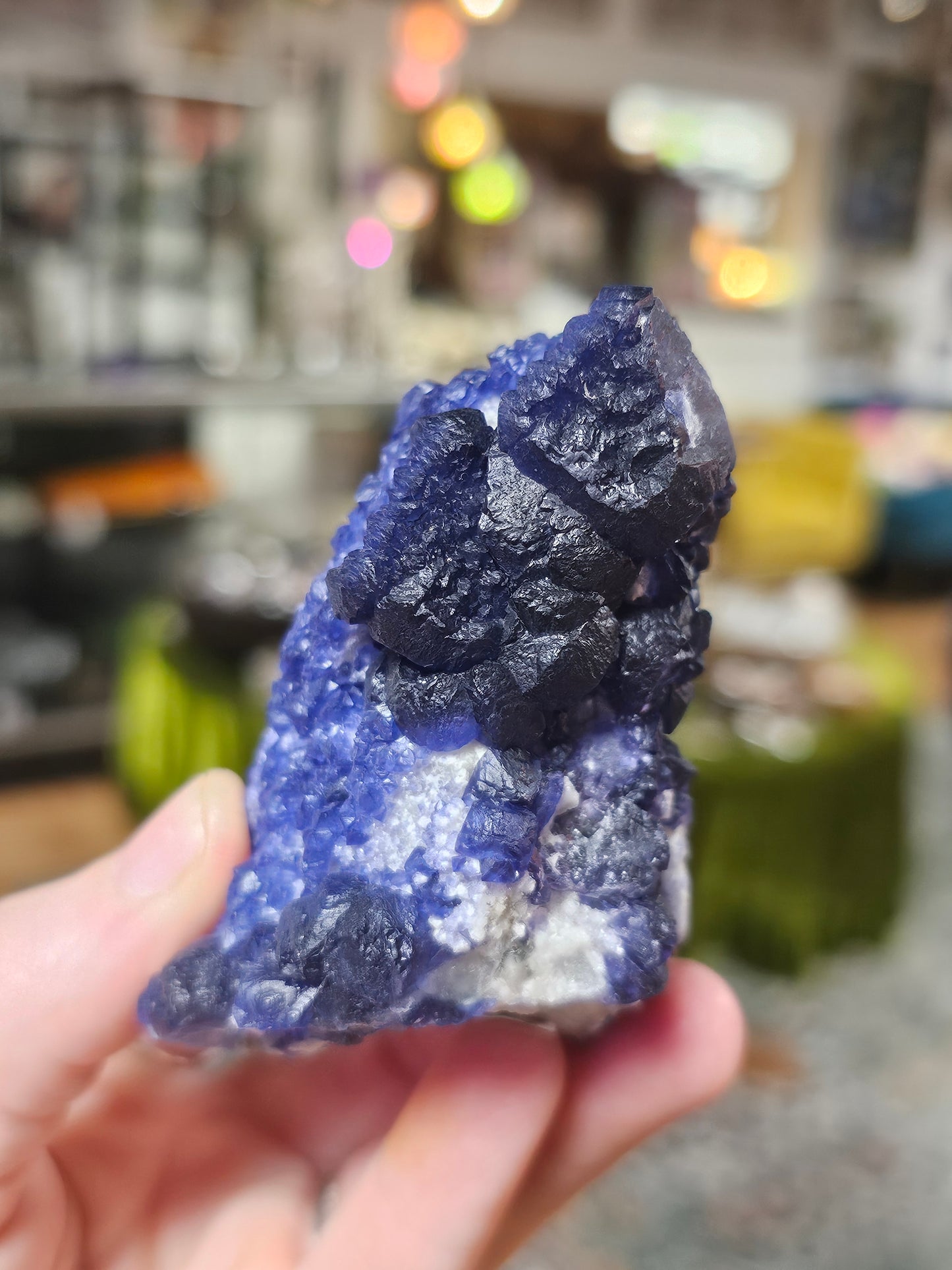 Blueberry Fluorite on Quartz