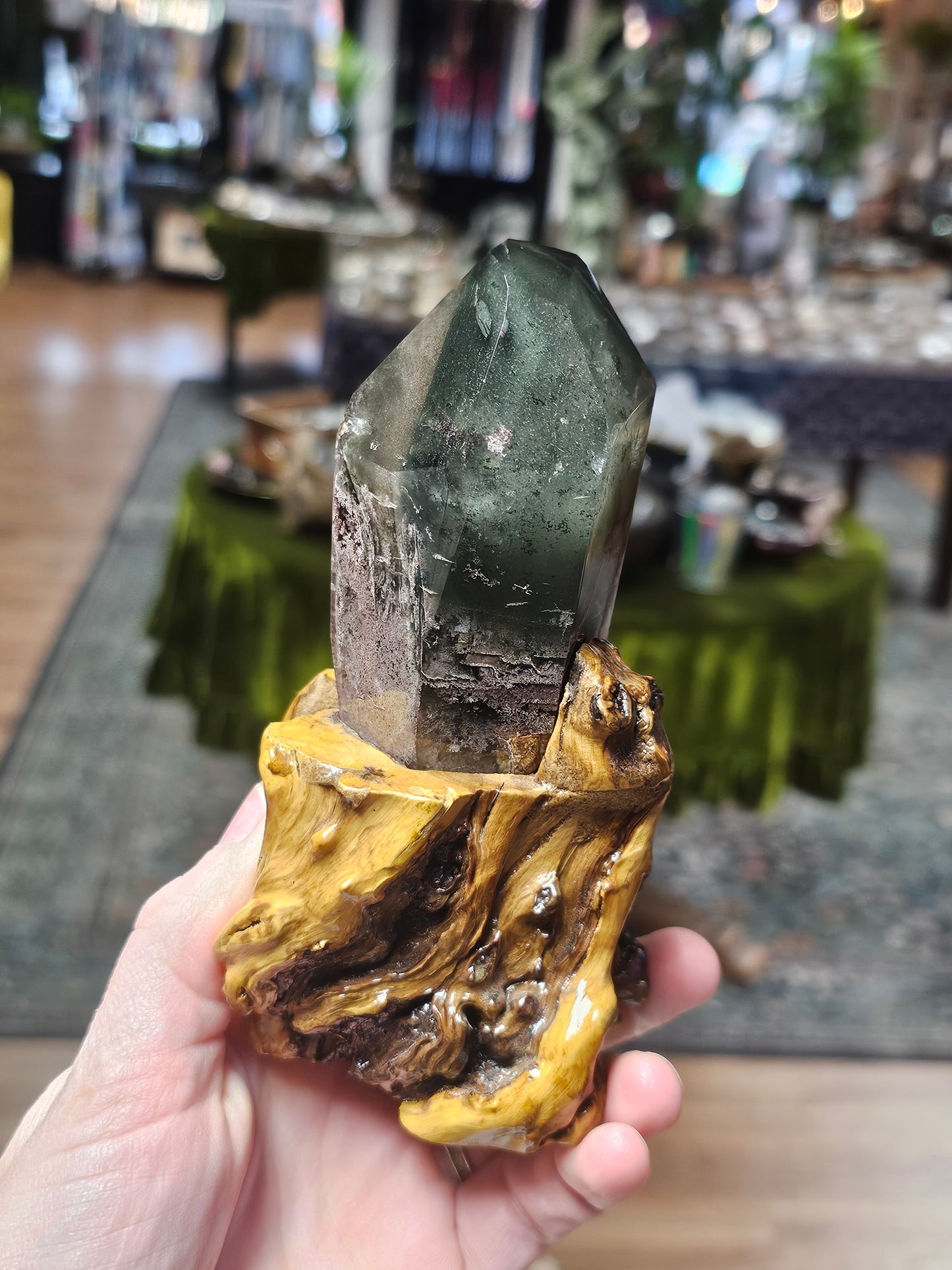 Garden Quartz on Custom Wood Base