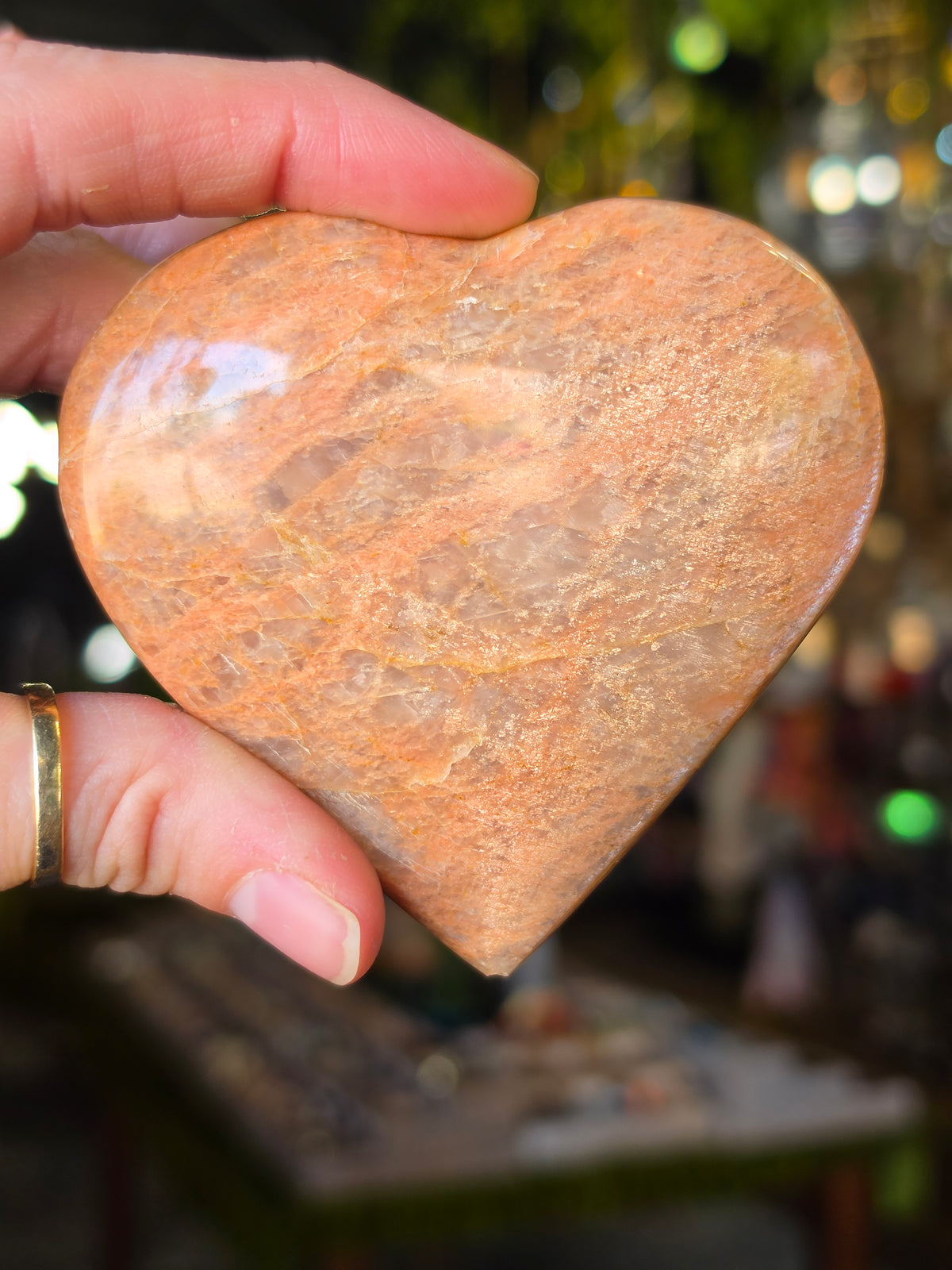 Peach Moonstone Heart