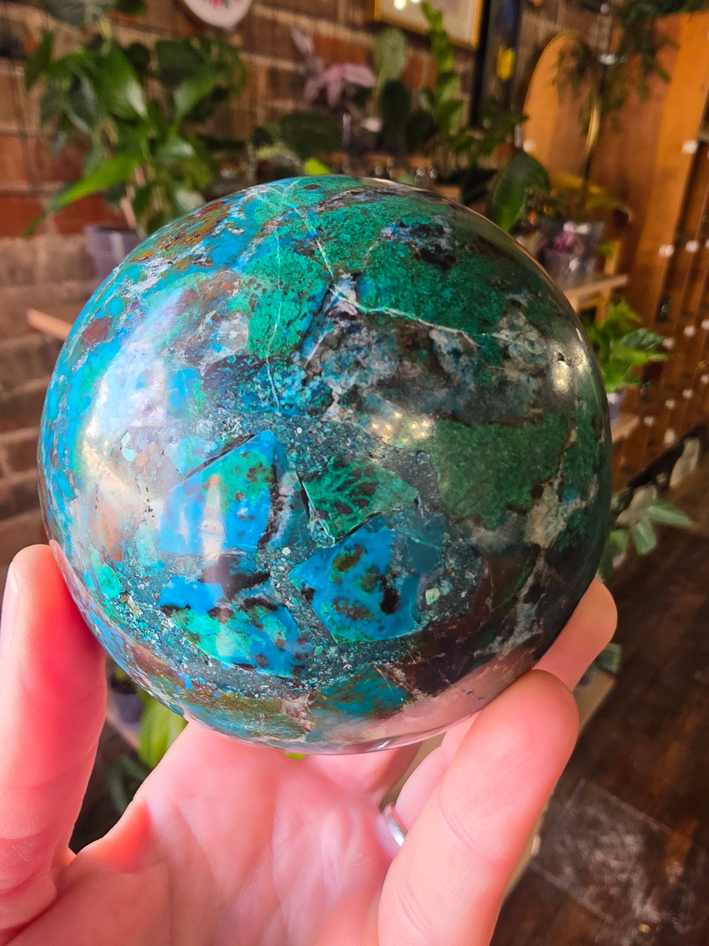 Chrysocolla and Malachite Sphere