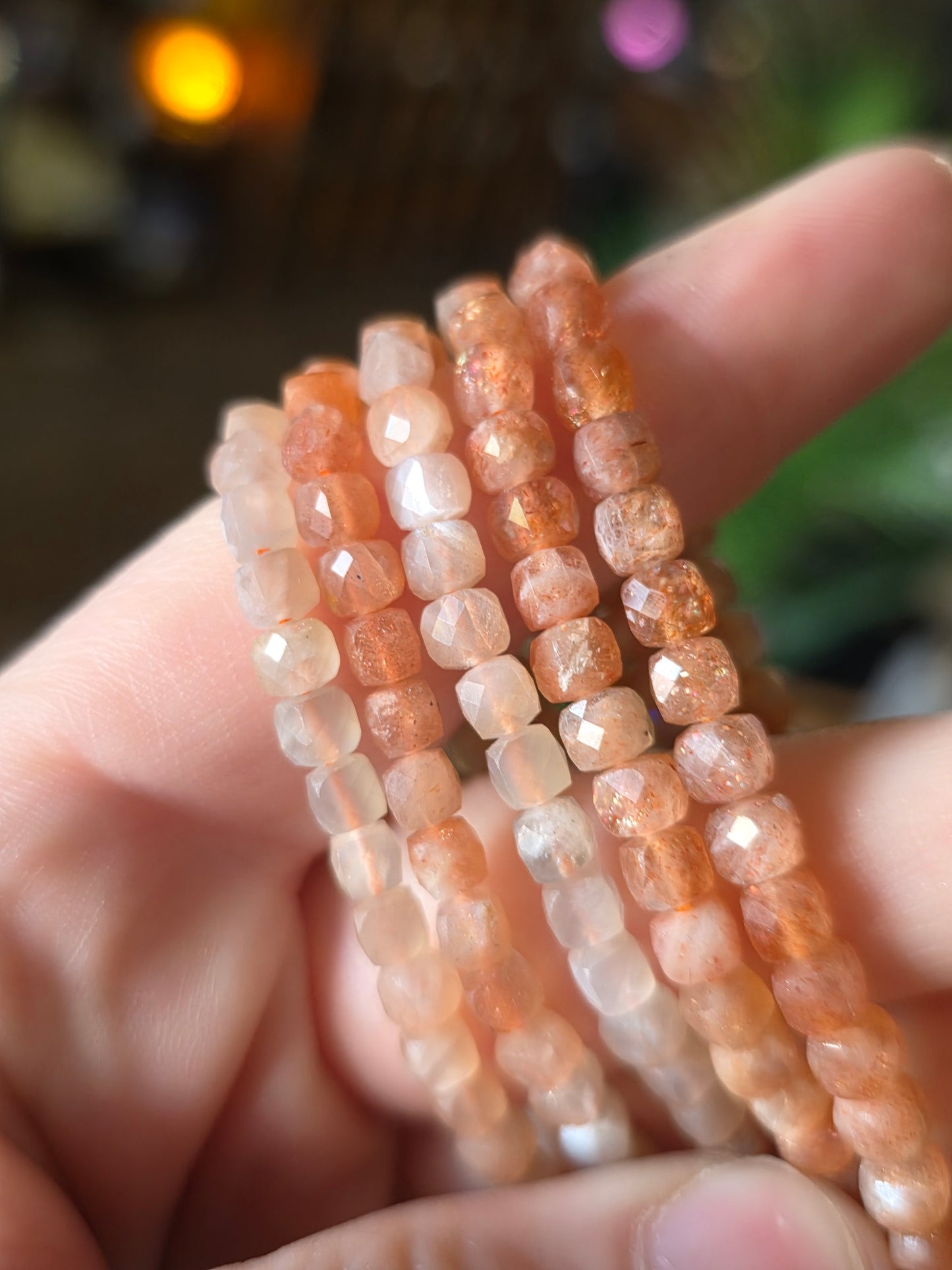 Faceted Sunstone Bead Bracelet