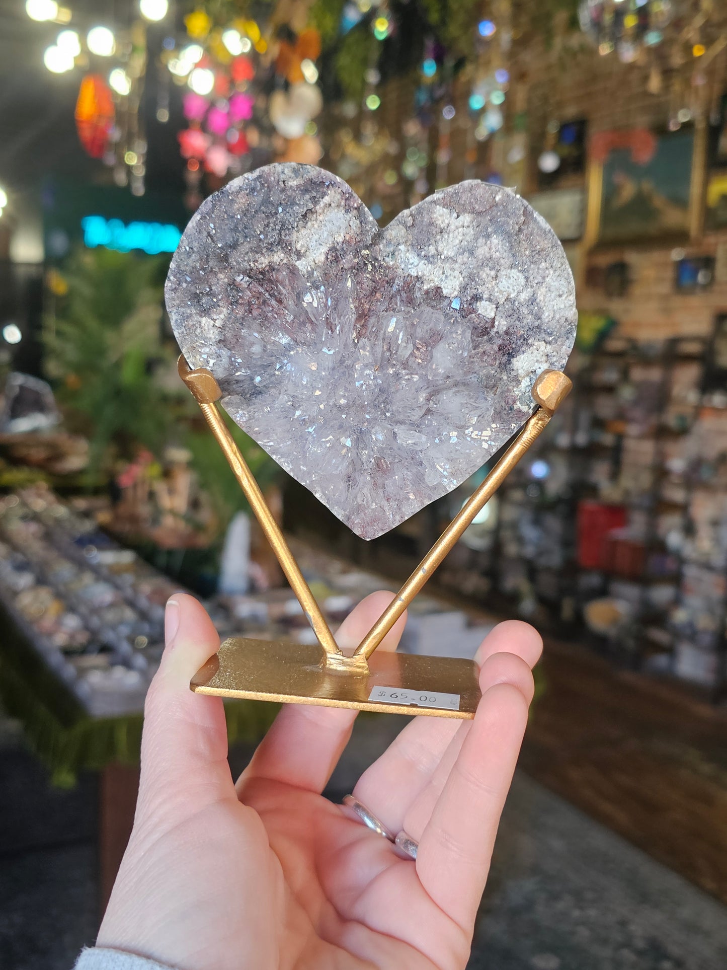 Druzy Amethyst Heart on Stand