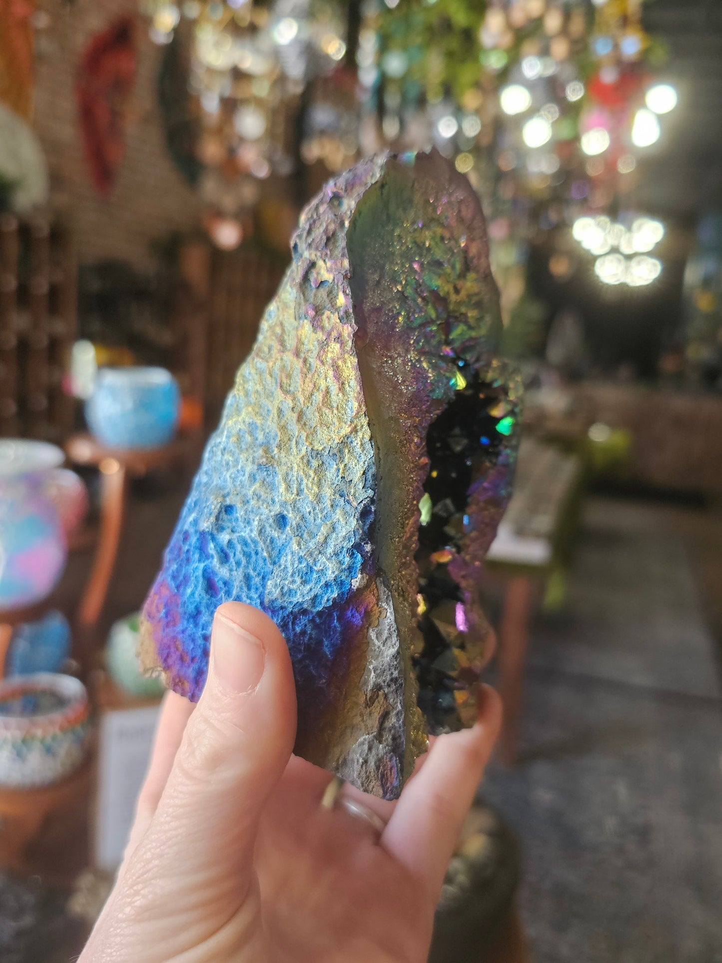 Treated Aura Quartz Cluster Freeform