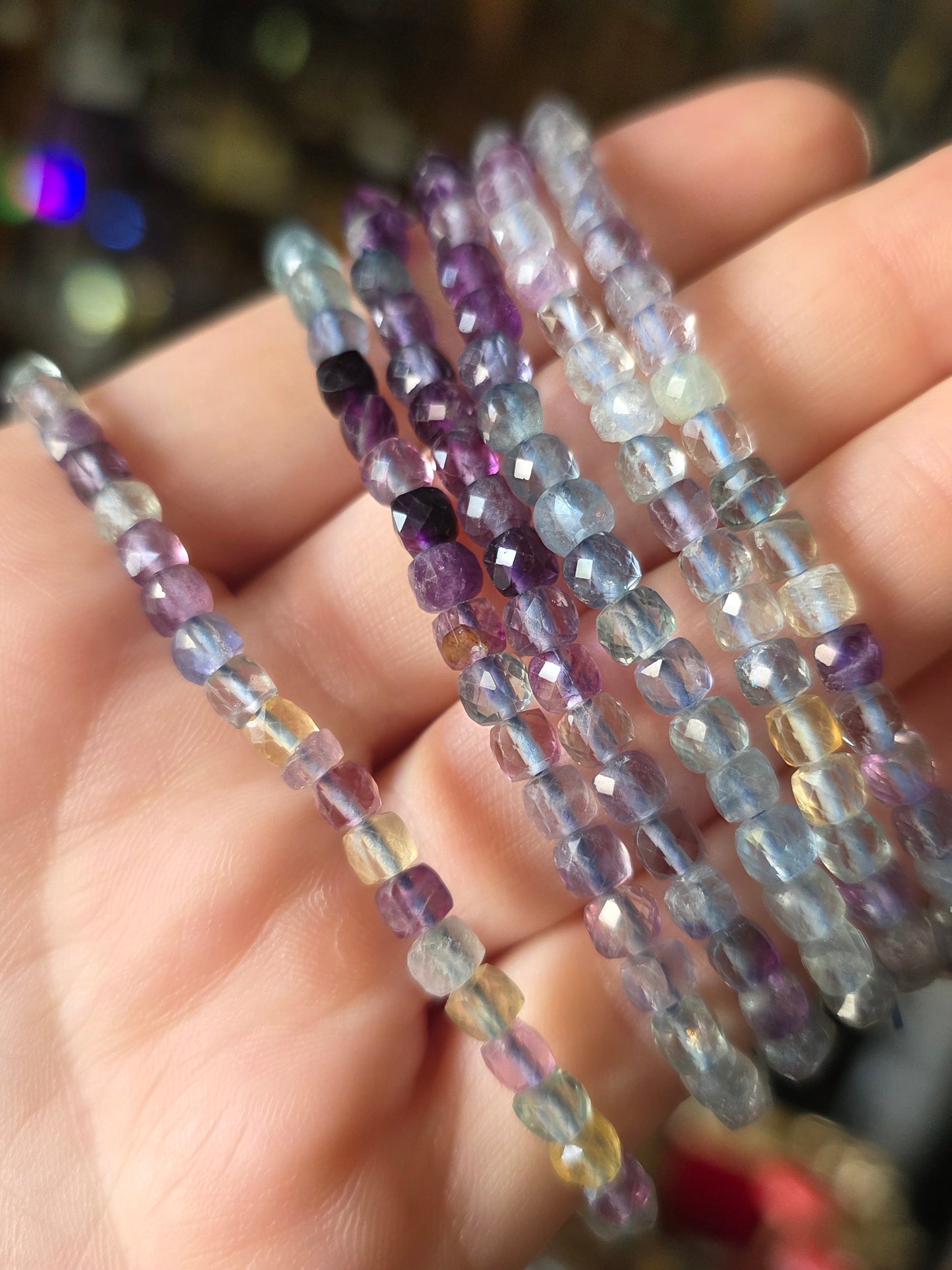 Faceted Fluorite Bead  Bracelet