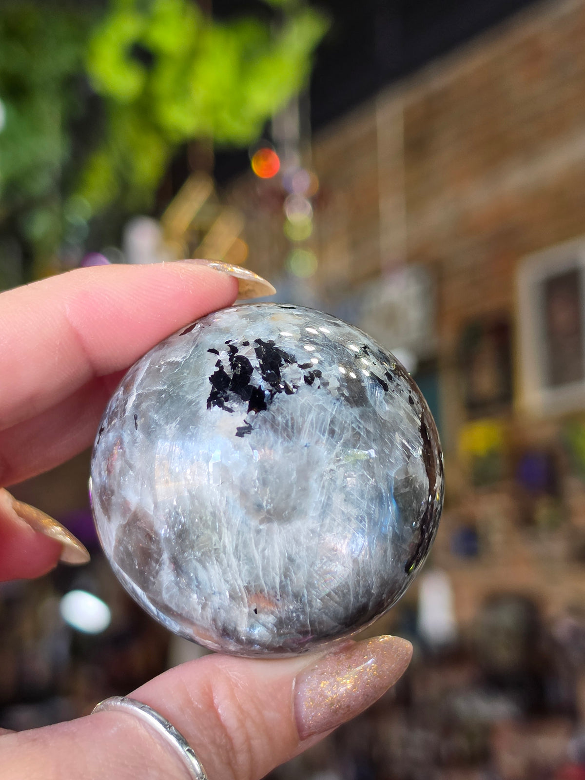 Larvikite and Sunstone sphere