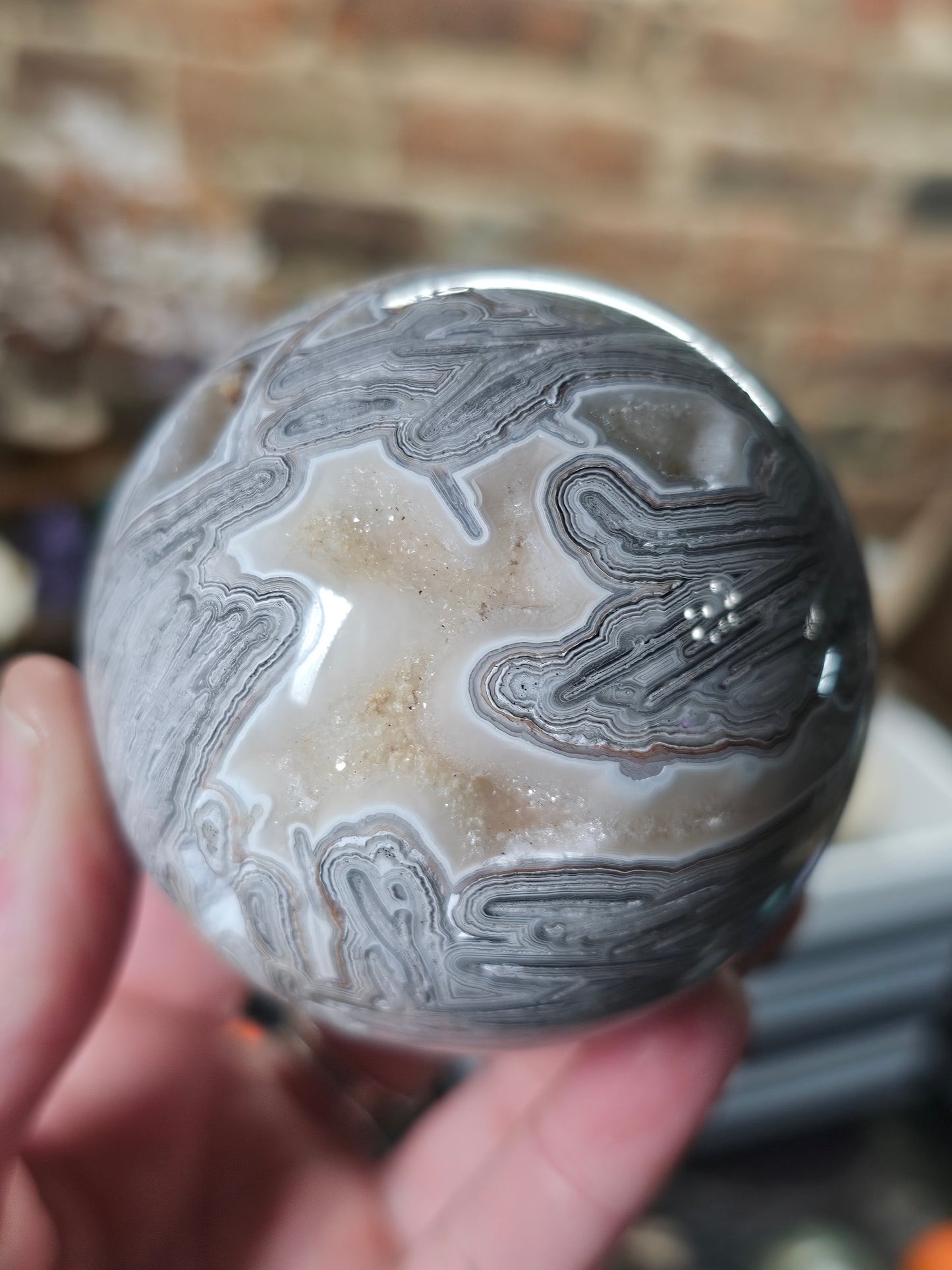 Lattice Lace Agate Sphere