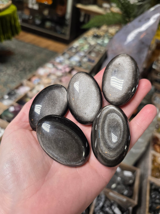 Silversheen Obsidian Palmstone