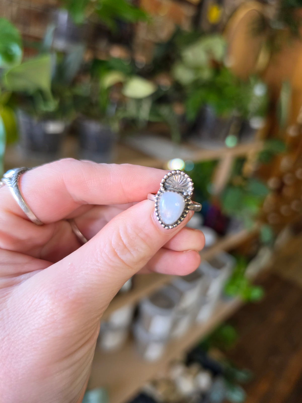 Rainbow Moonstone Ring Size 7