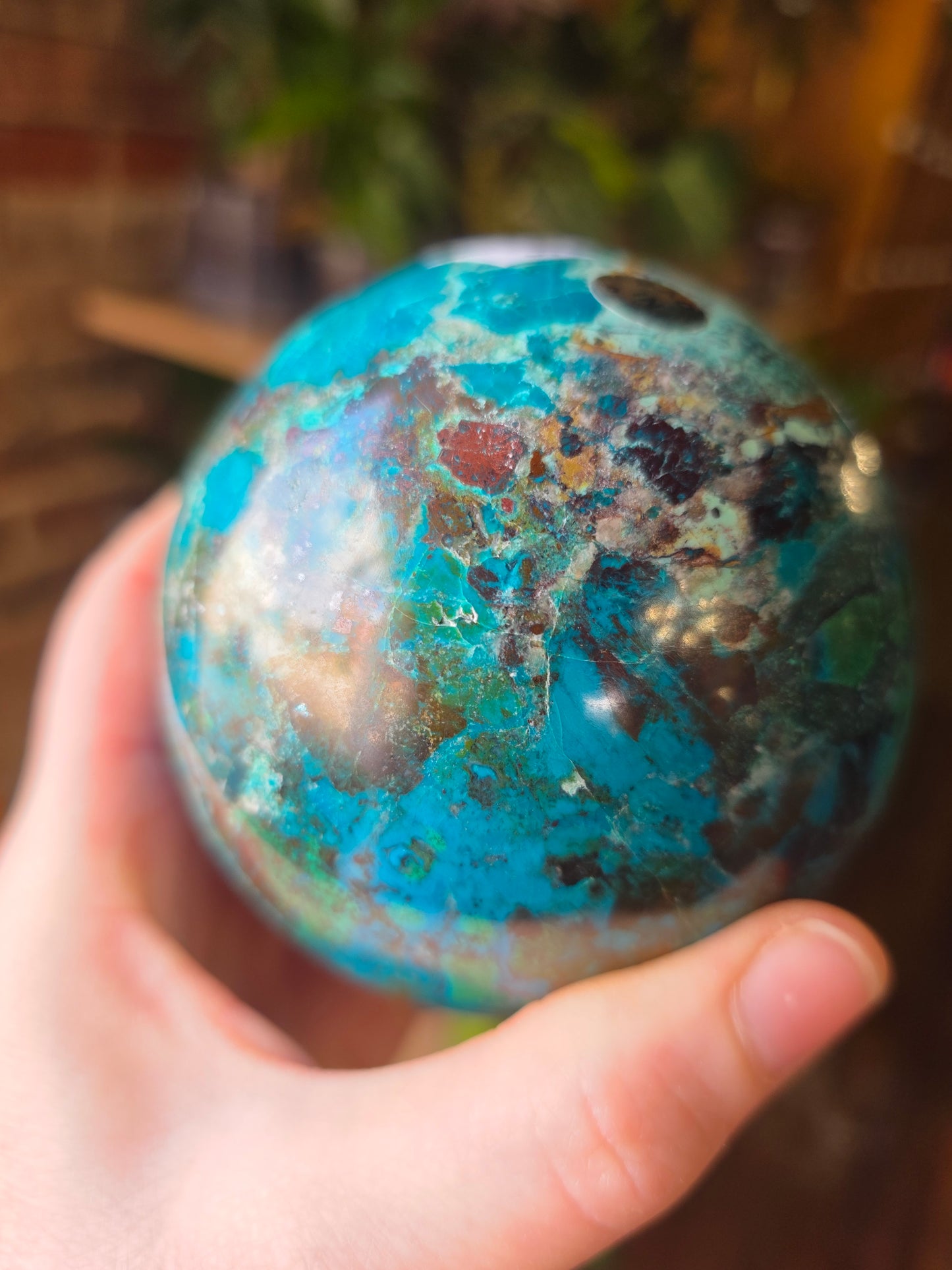 Chrysocolla and Malachite Sphere