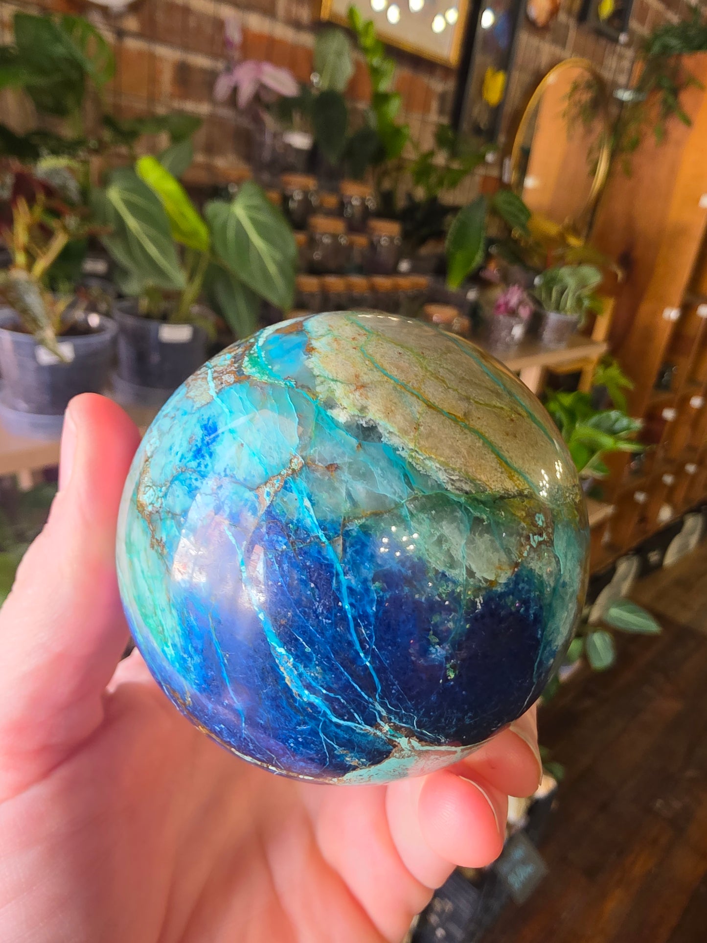 Chrysocolla and Shattukite Sphere