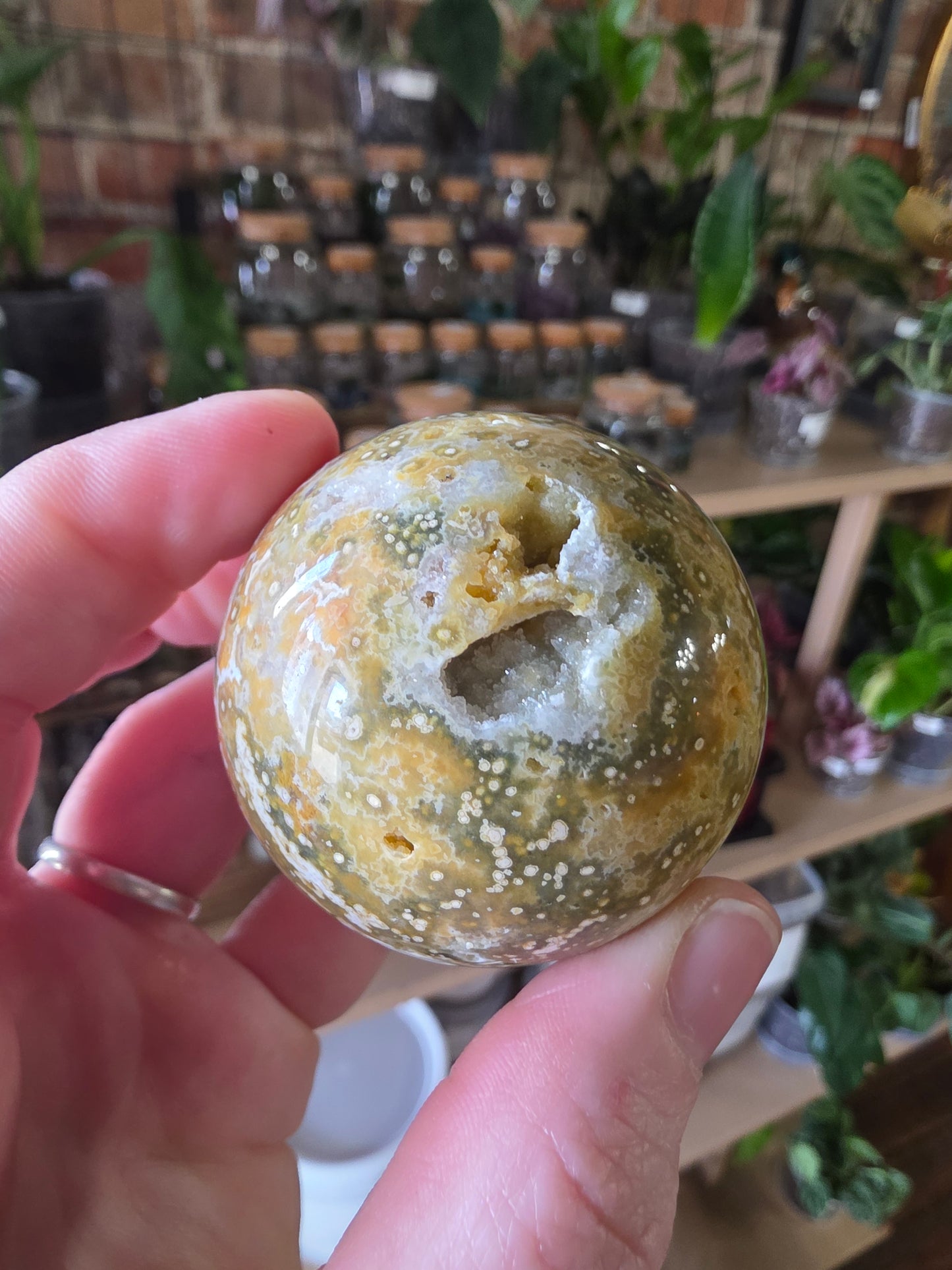 Druzy Orbicular Jasper Sphere