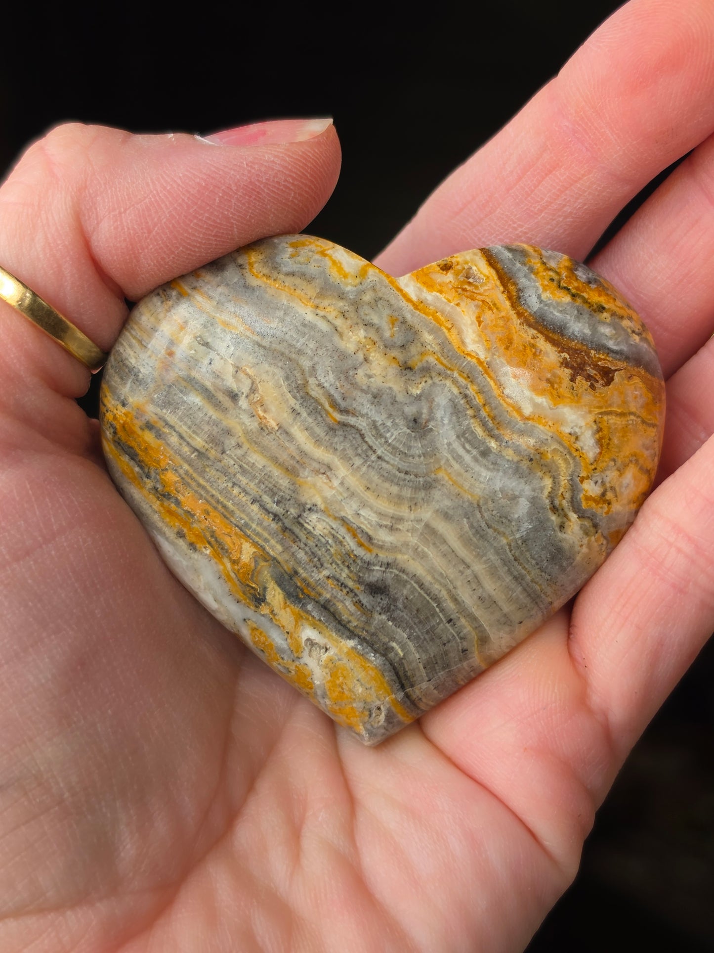 Bumble Bee Calcite Heart
