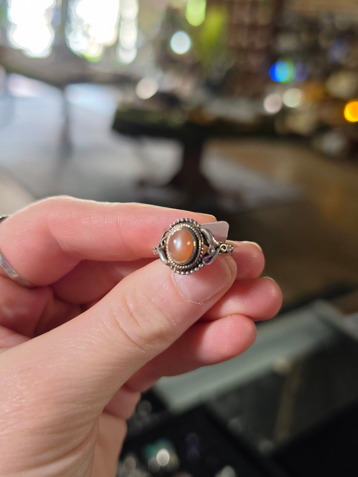 Peach Moonstone Ring Size 7