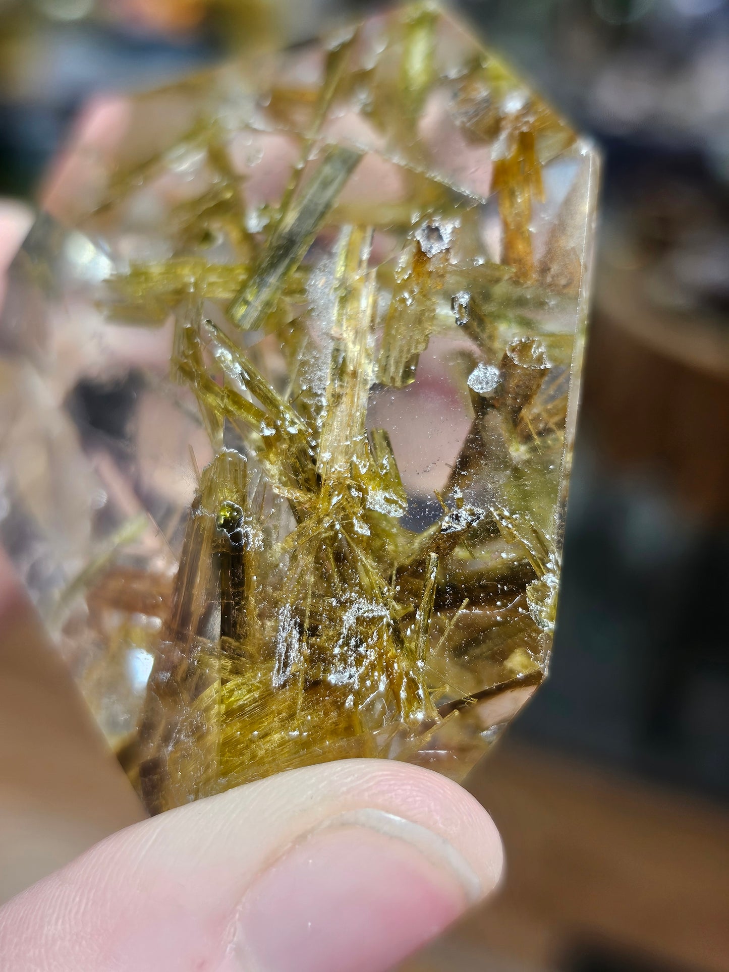 Epidote in Quartz Freeform
