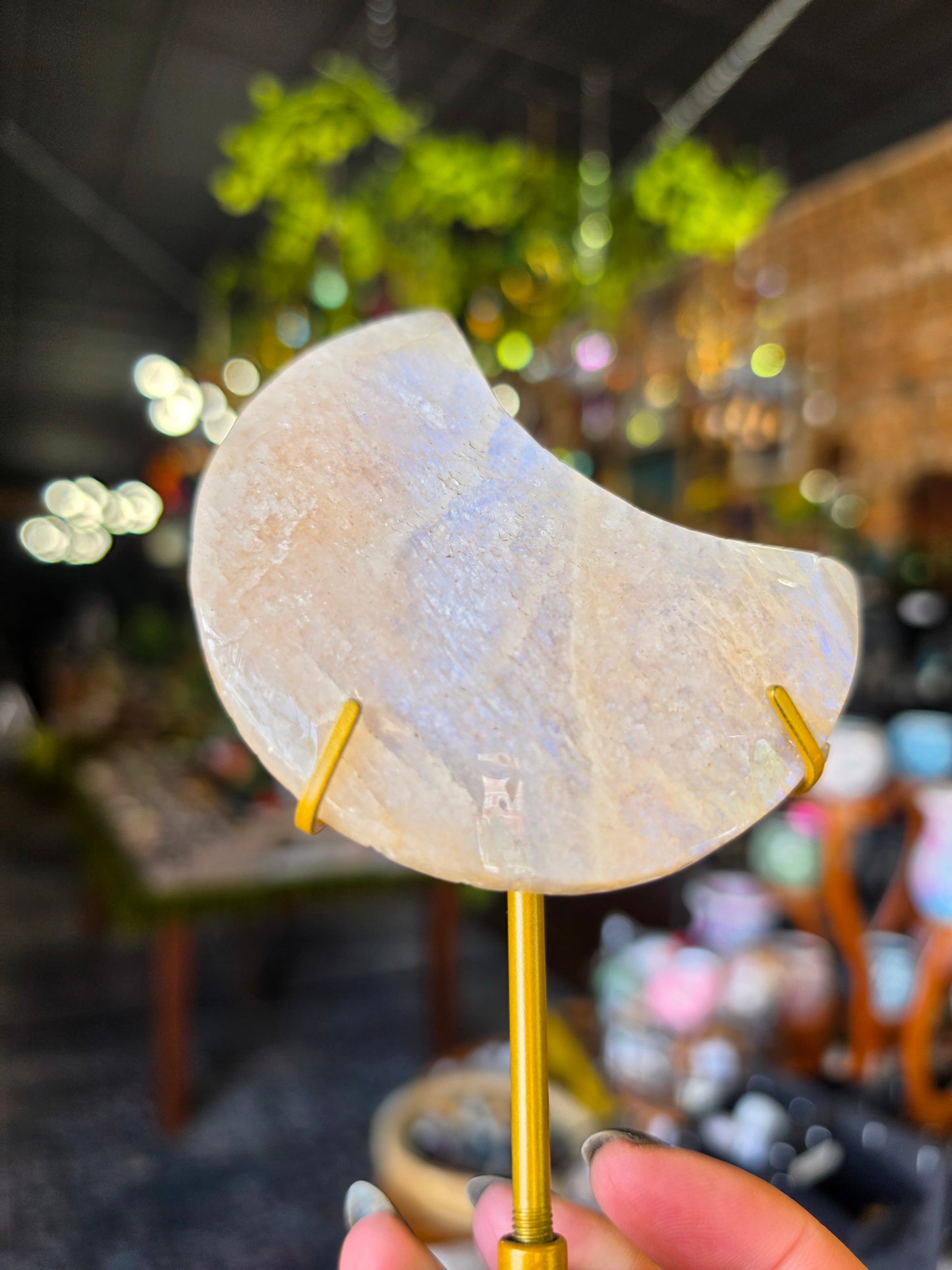Moonstone Moon Carving on Stand