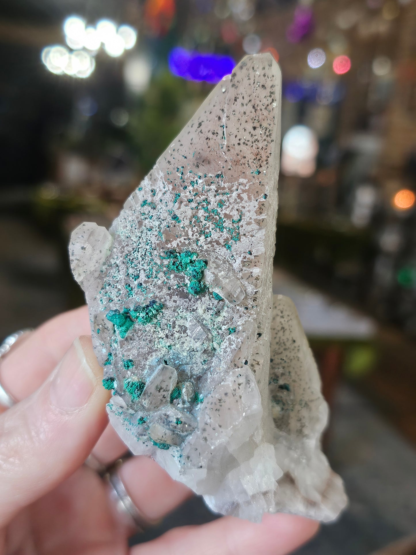 Malachite on Calcite