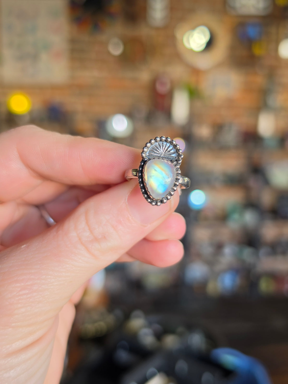 Size 7 Rainbow Moonstone Ring
