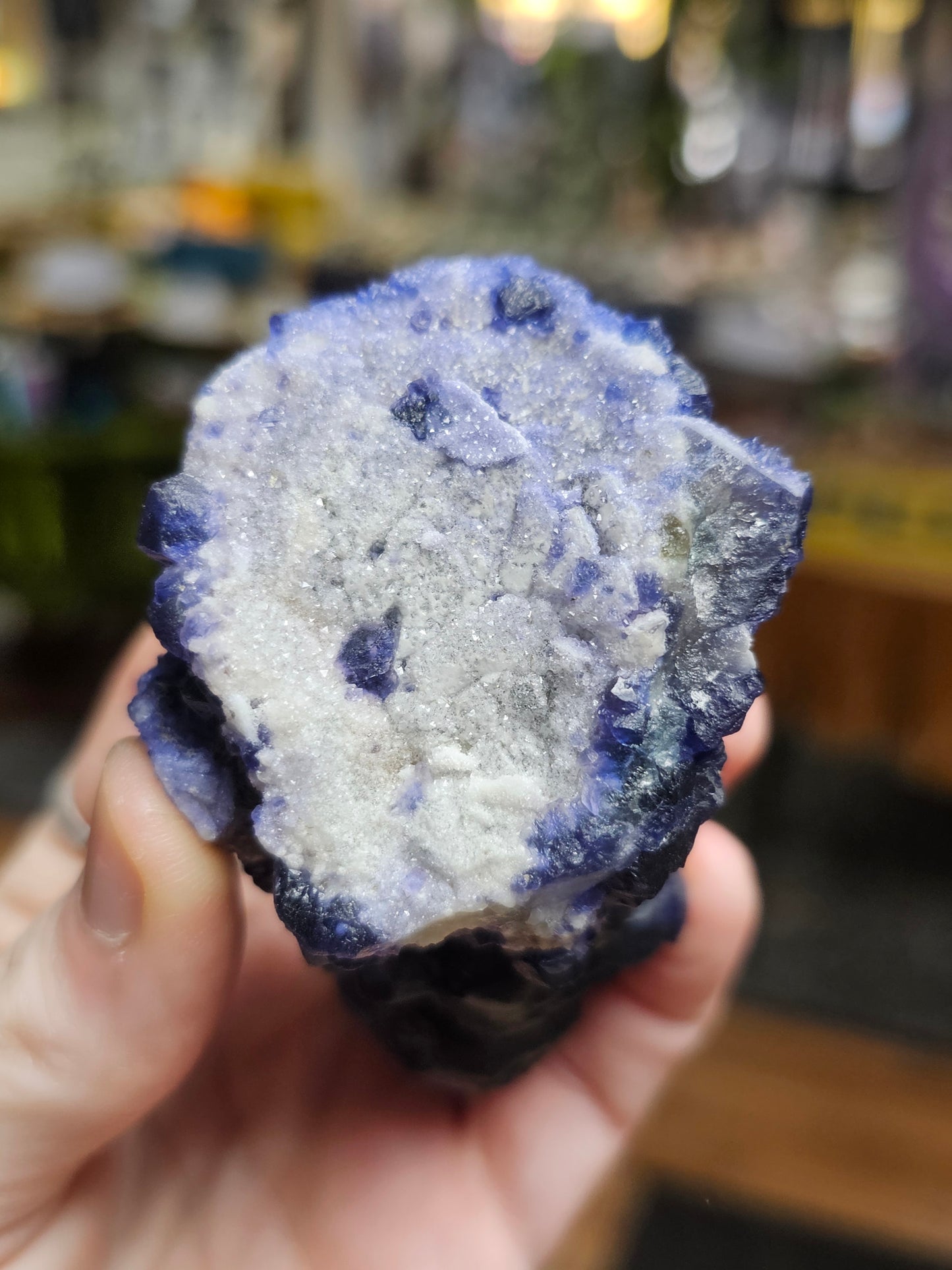 Blueberry Fluorite on Quartz