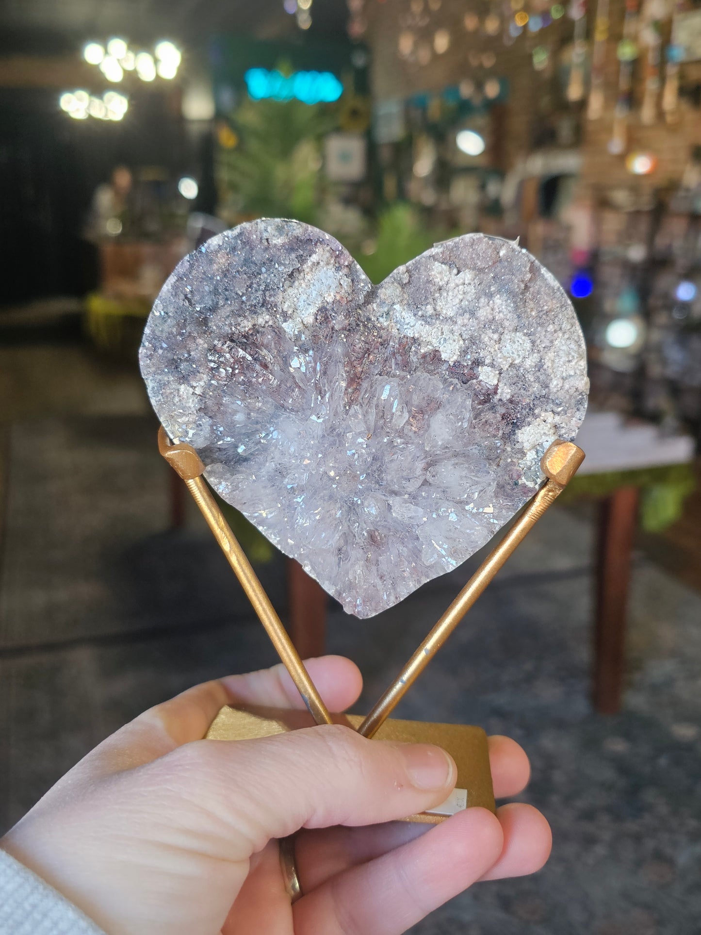 Druzy Amethyst Heart on Stand