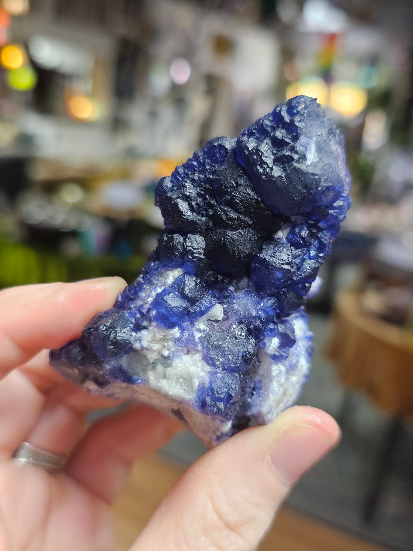 Blueberry Fluorite on Quartz
