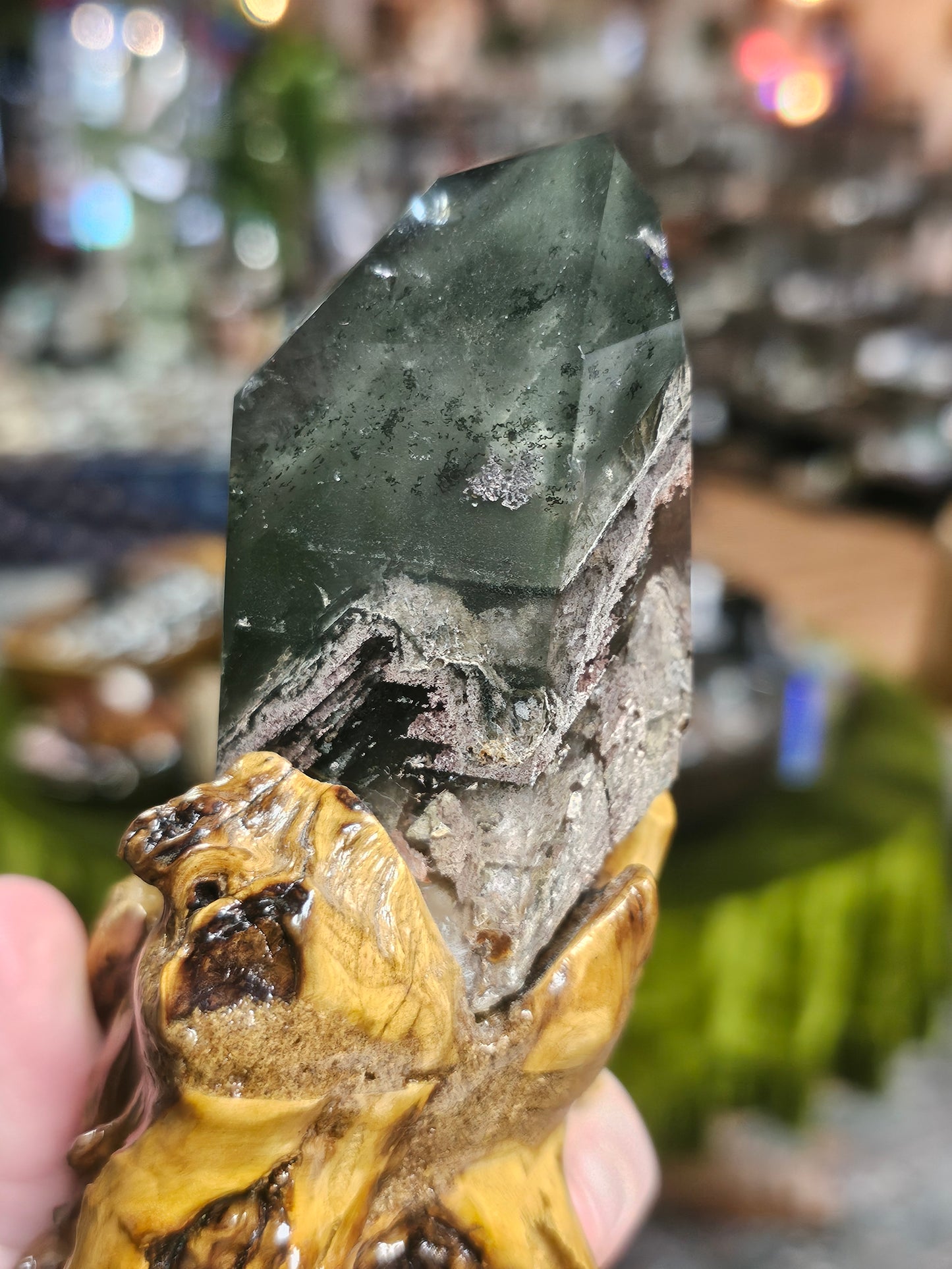 Garden Quartz on Custom Wood Base