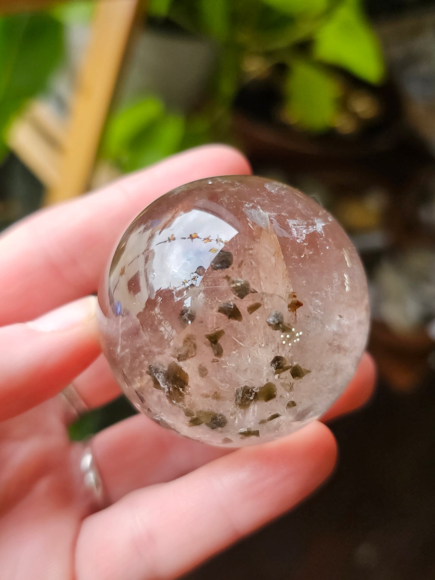 Green Mica in Quartz Sphere