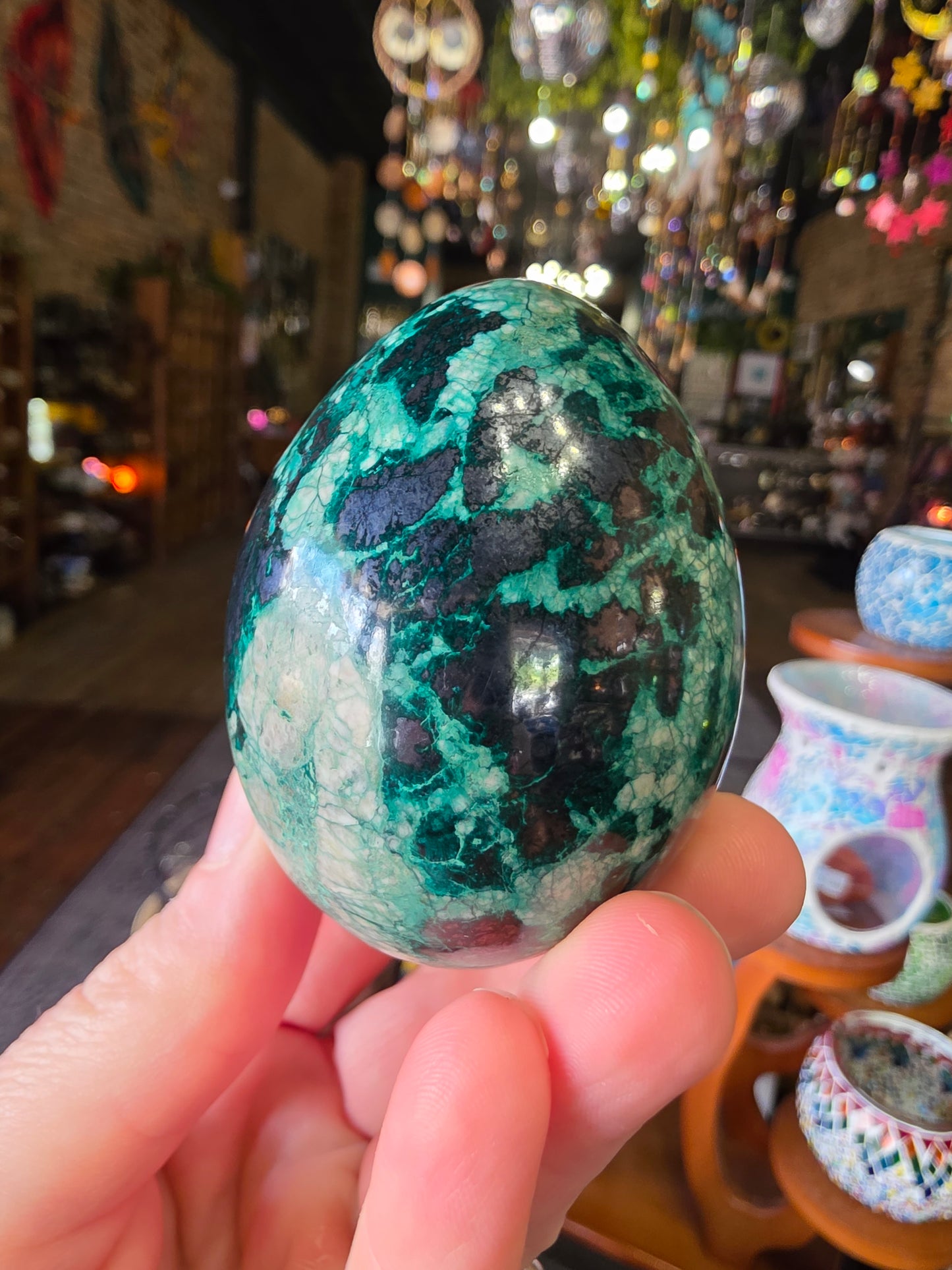 Chrysocolla and Hematite Egg