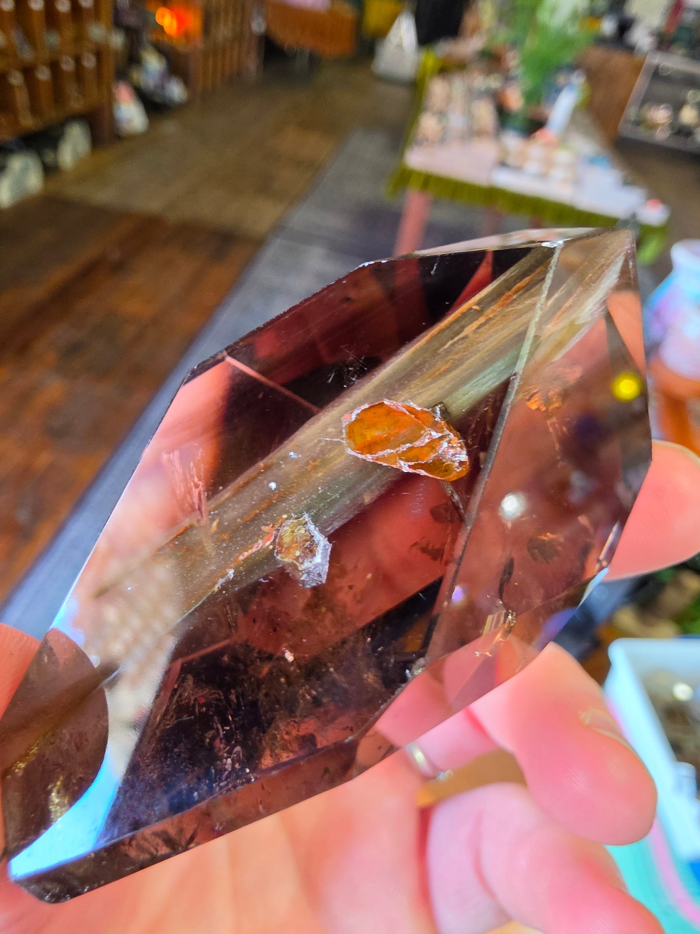 Amphibole in Smoky Quartz