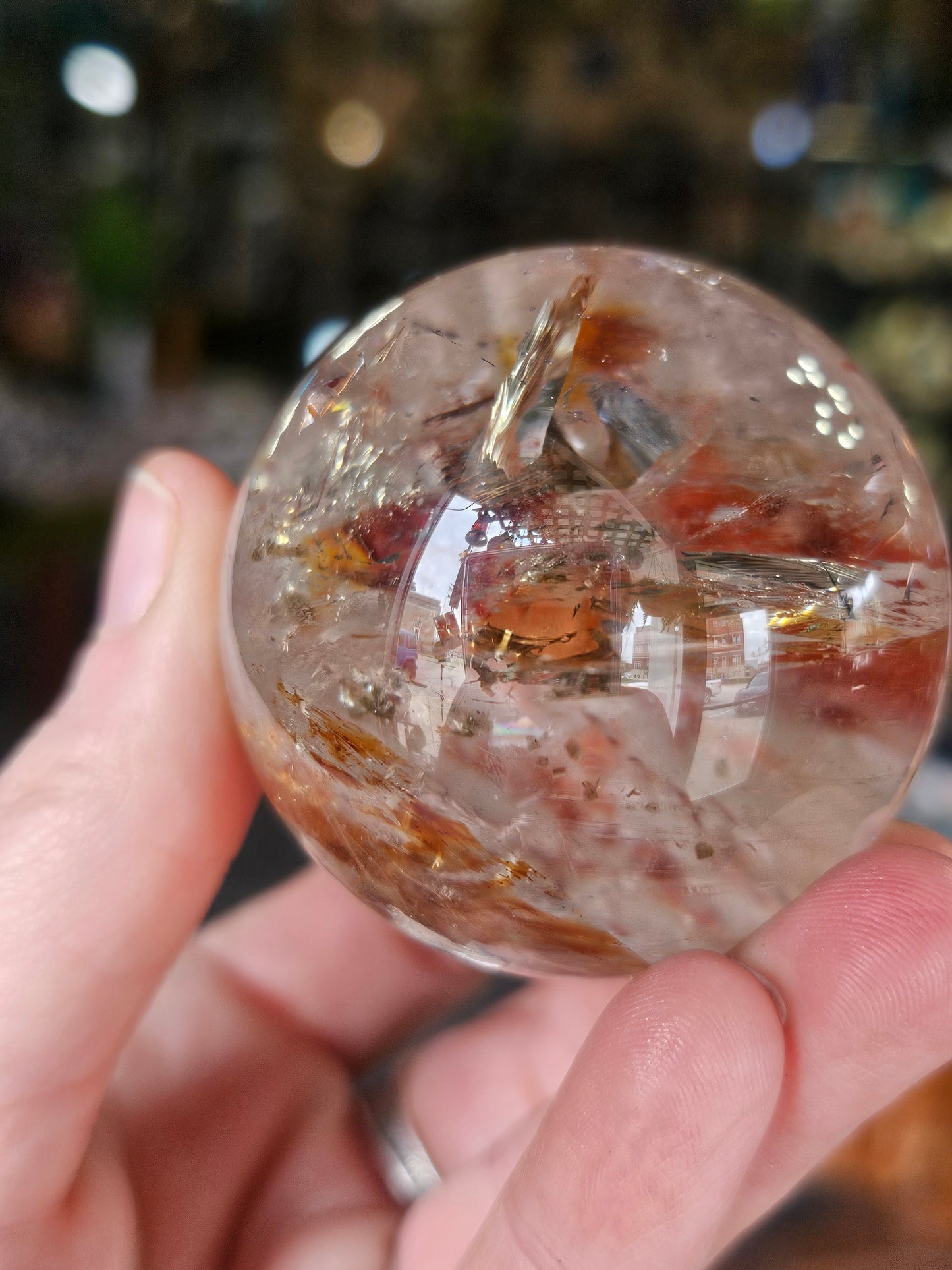 Iron Oxide and Hematite inclusions Quartz Sphere