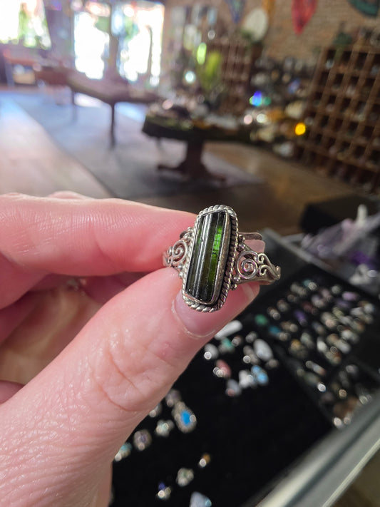 Green Tourmaline Ring Size 8