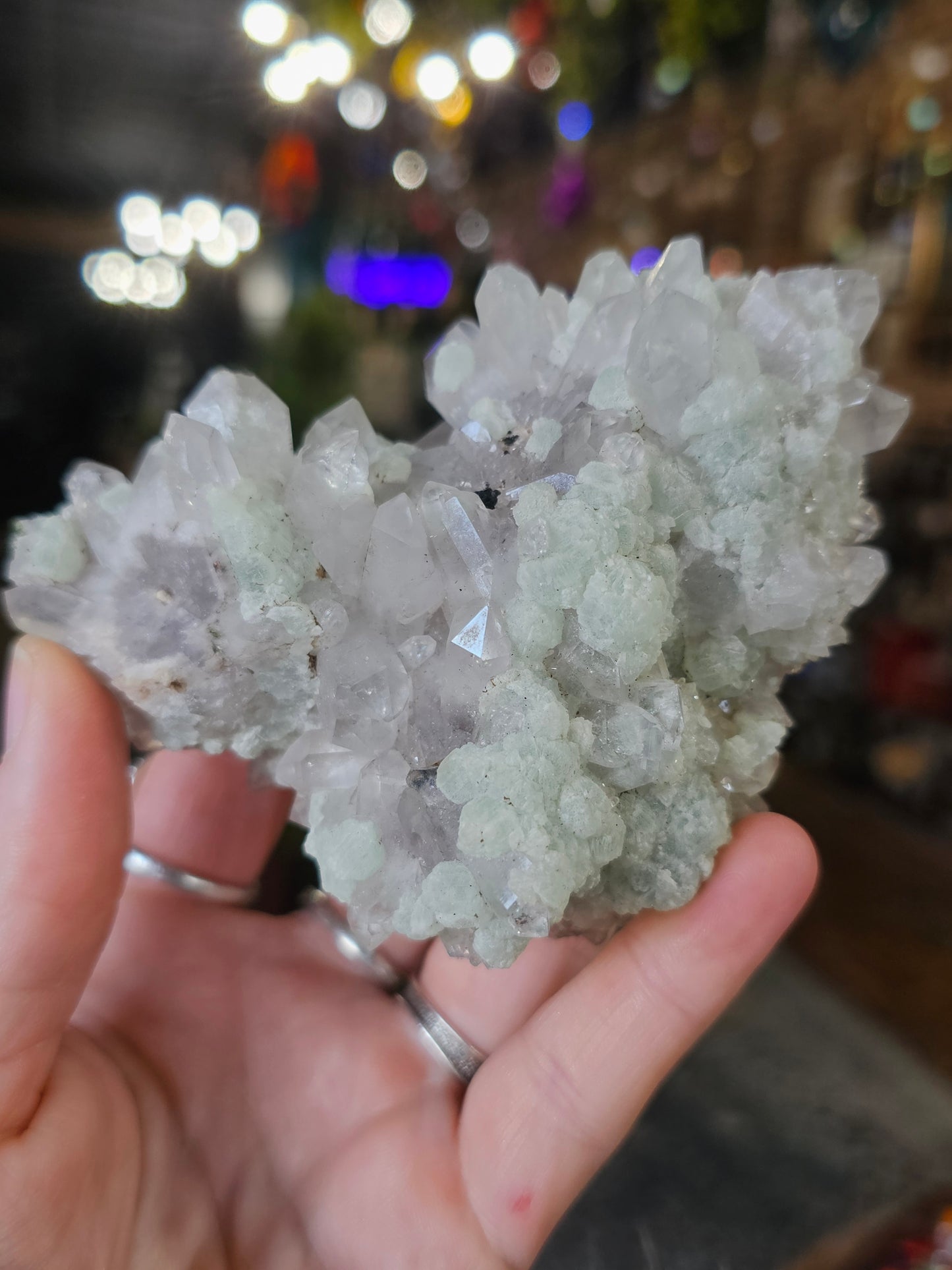 Prehnite on Quartz