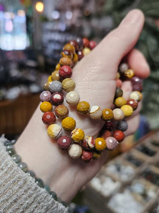 7.5 mm Mookaite Facet Bead Bracelet