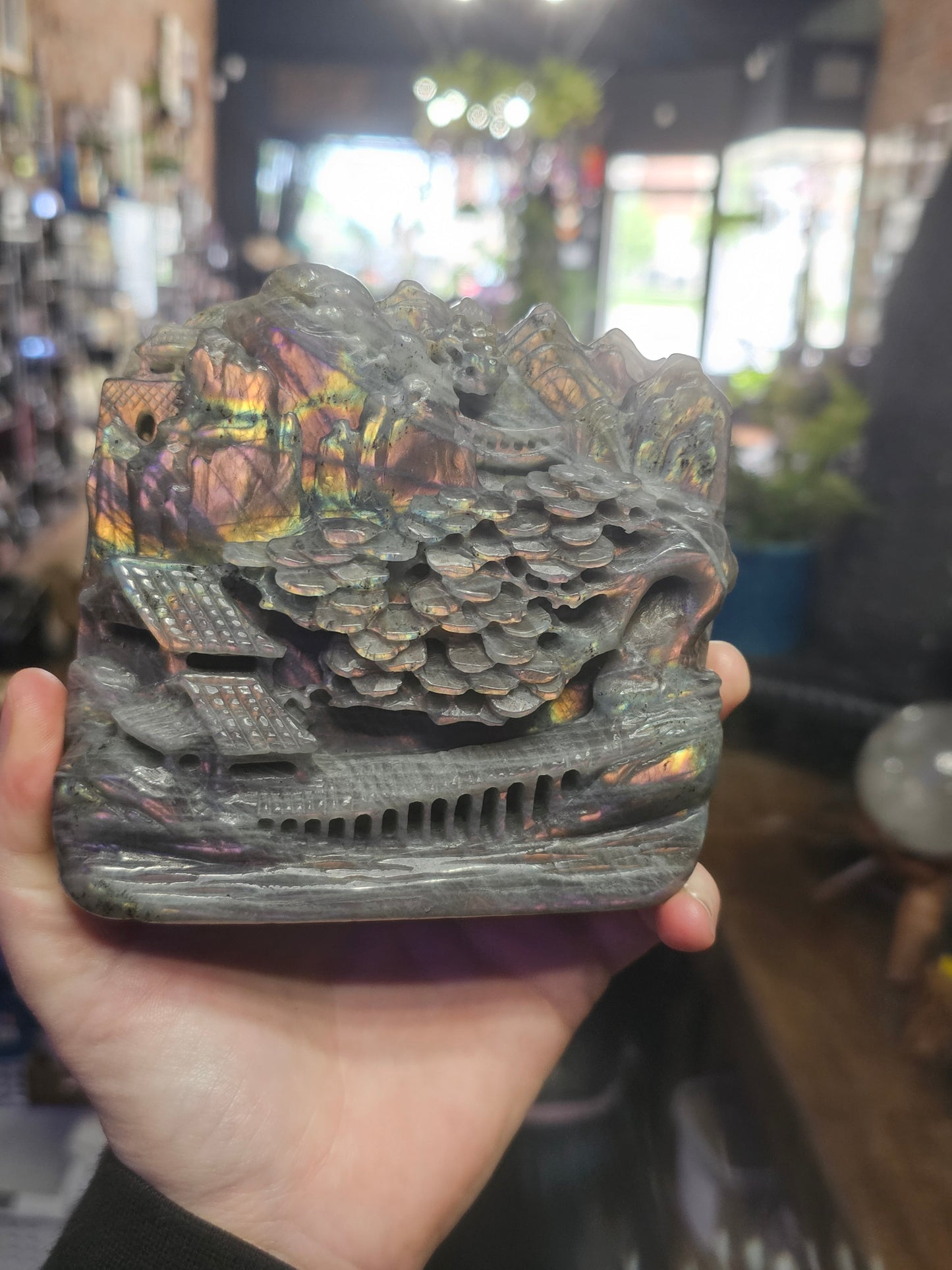 Labradorite Village Carving