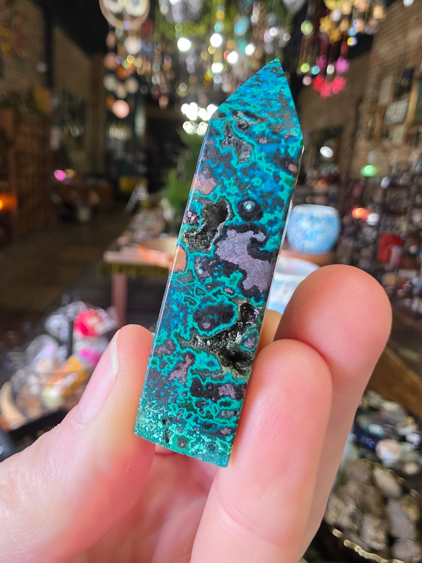 Chrysocolla, Malachite, Copper, and Quartzite Point