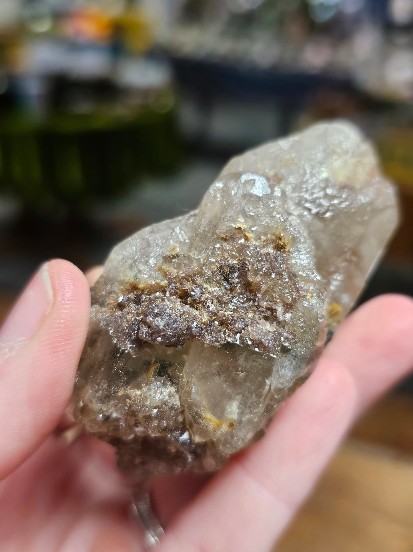Indicolite on Smoky Quartz