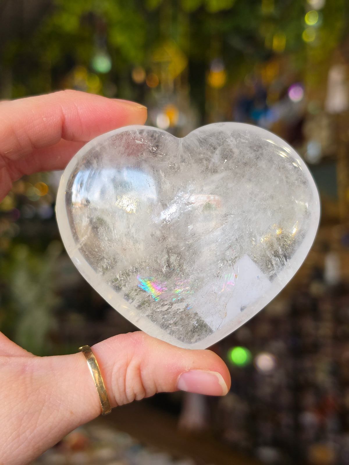 Clear Quartz Heart Carving