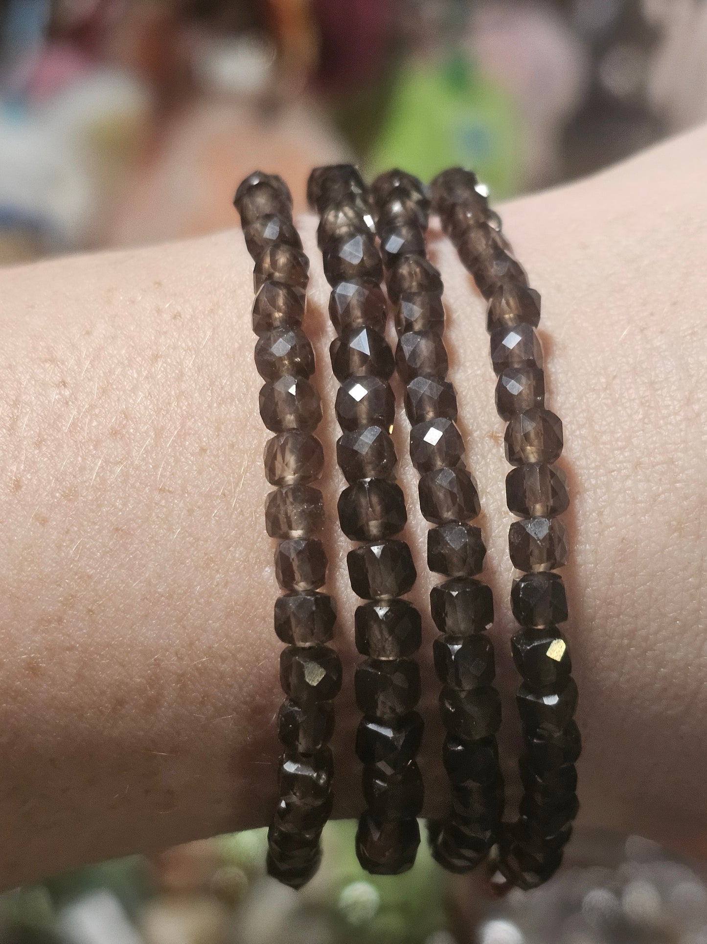 Smoky Quartz Faceted Stretch Bracelet